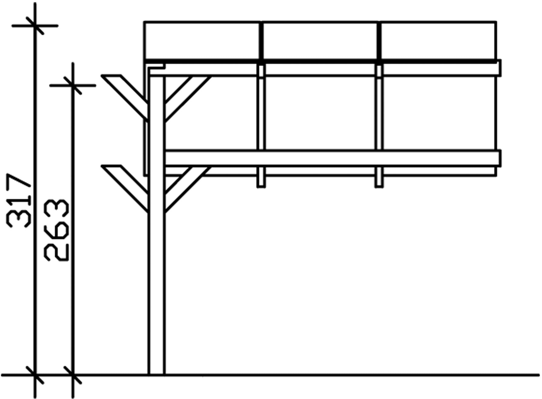 Skanholz Einzelcarport »Schwaben Erweiterung«, Leimholz-Fichte, 285 cm, Schiefergrau, Erweiterung, 299 x 630 cm