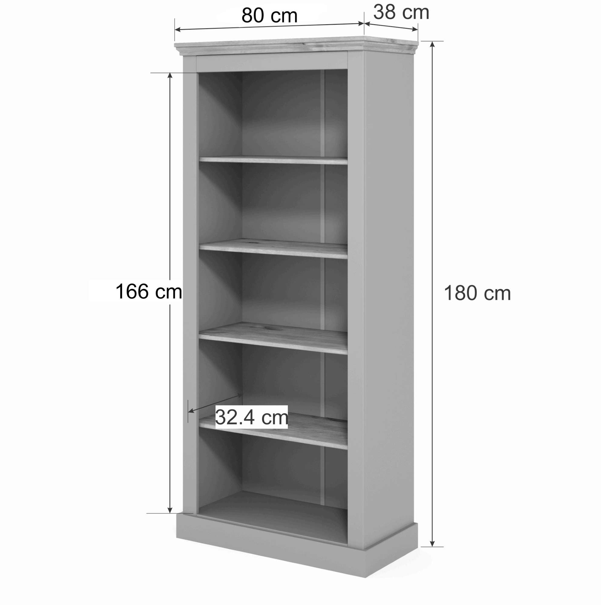 OTTO home Bücherregal »Selma, Standregal, Stauraumregal, aus massivem Kiefernholz. FSC®« mit 1 festen und 3 verstellbaren Einlegeböden, Breite 80cm, Höhe 180cm