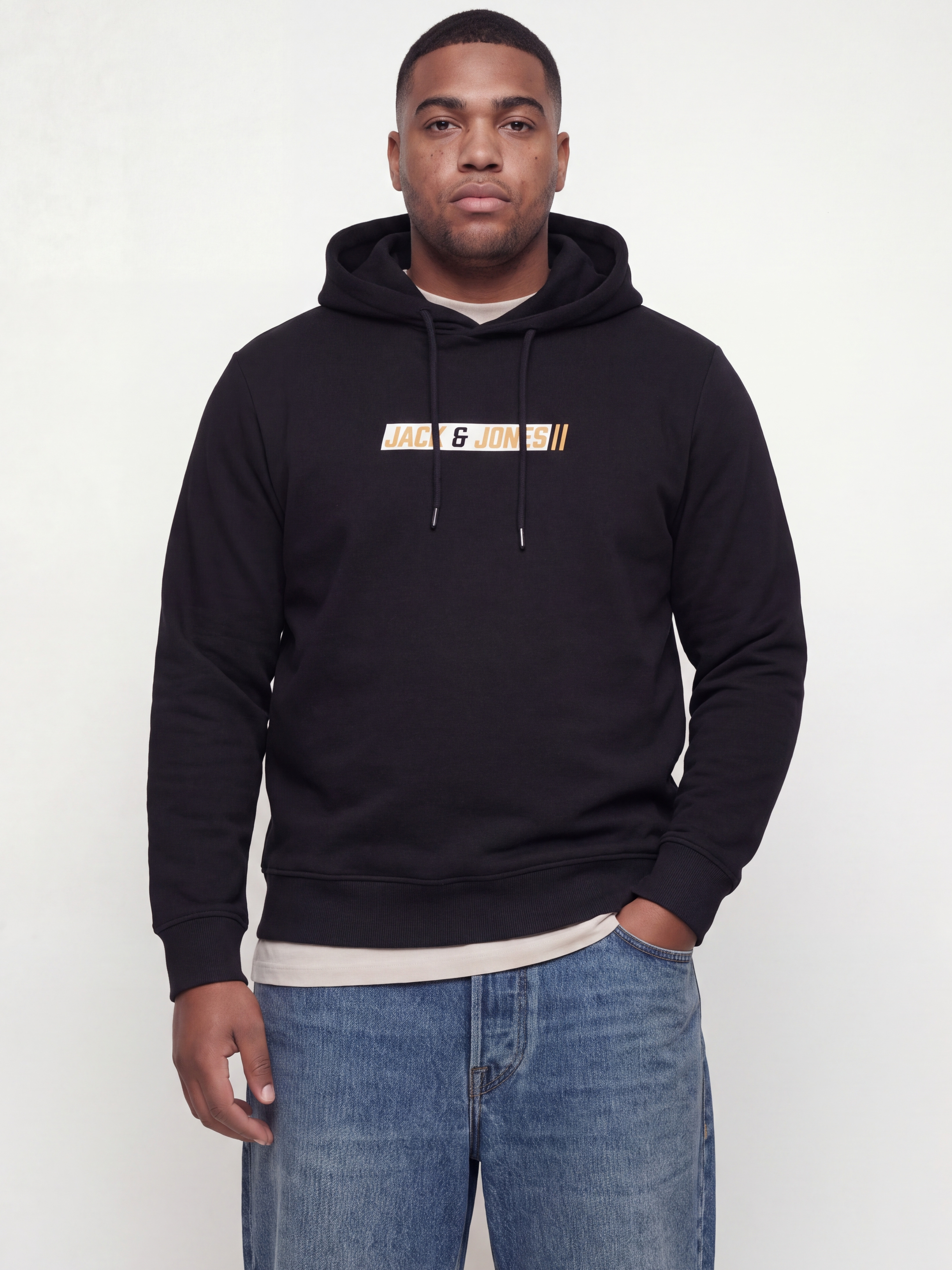 Jack & Jones PlusSize Kapuzensweatshirt "JJMUNK SWEAT HOOD PLS", Materialmix, normal geschnitten