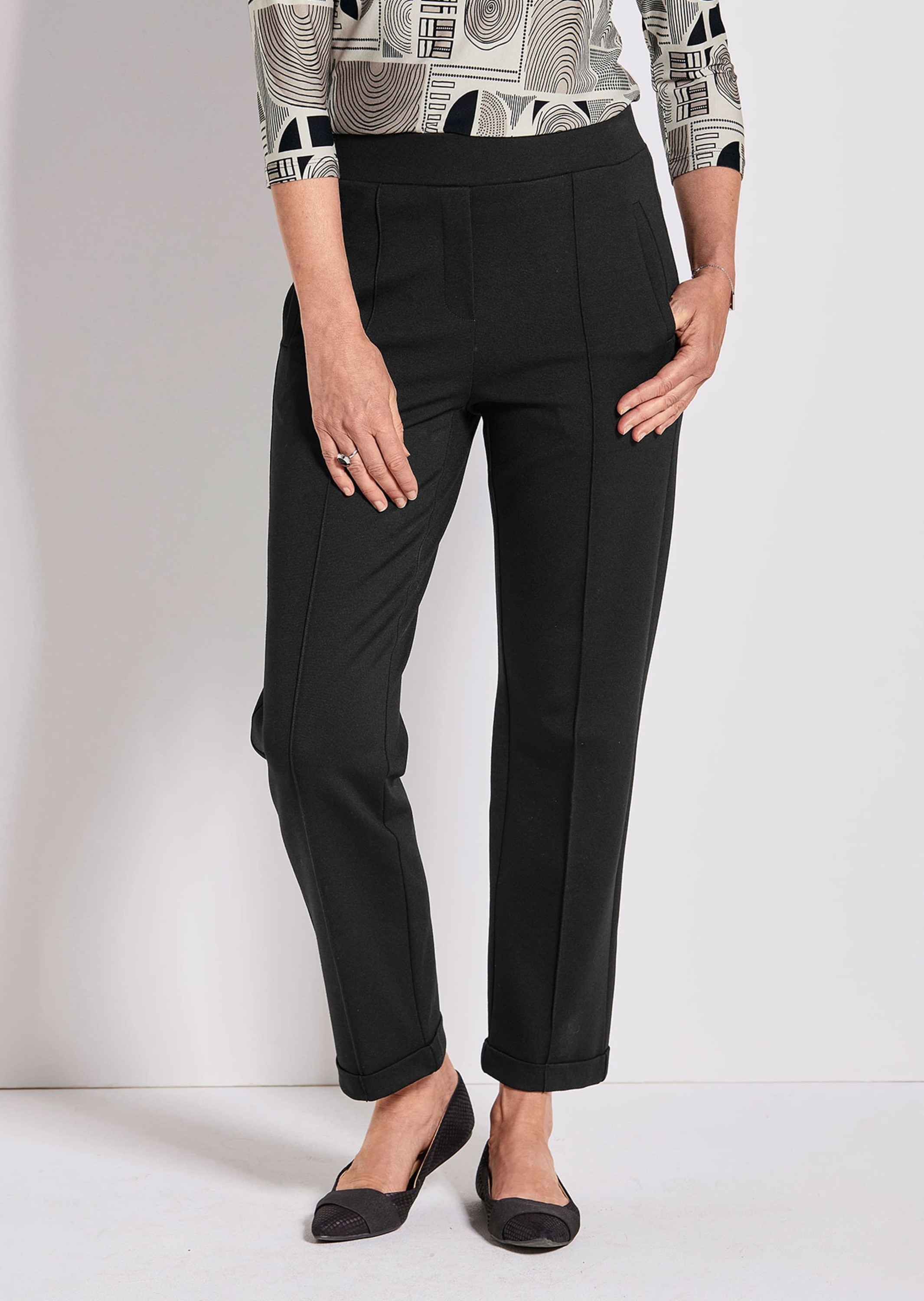 Schlupfhose GOLDNER "Blaue Jerseyhose CARLA aus Viskosemix", Damen, Gr. 46, N-Gr, schwarz, Obermaterial: 67% Viskose CV. 27% Polyamid PA. 6% Elasthan EL., Hosen Schlupfhose 3