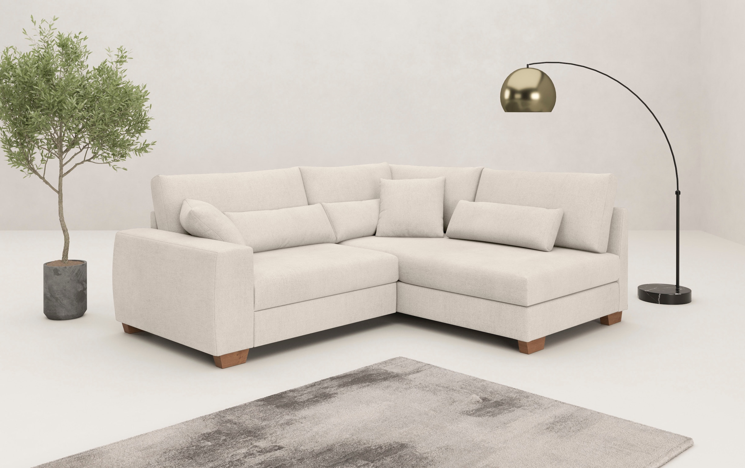 Mr. Couch Ecksofa »Helena L-Form«, Mit Federkern, wahlweise mit Bettfunktion und Taschenfederkern