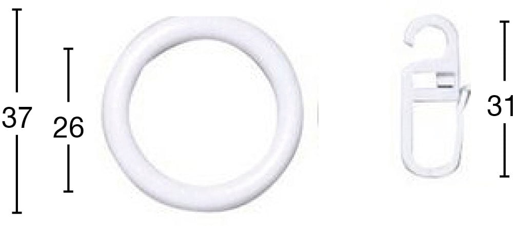 GARESA Gardinenring "Kunststoffring mit Haken" für Durchmesser 28mm, einfac günstig online kaufen