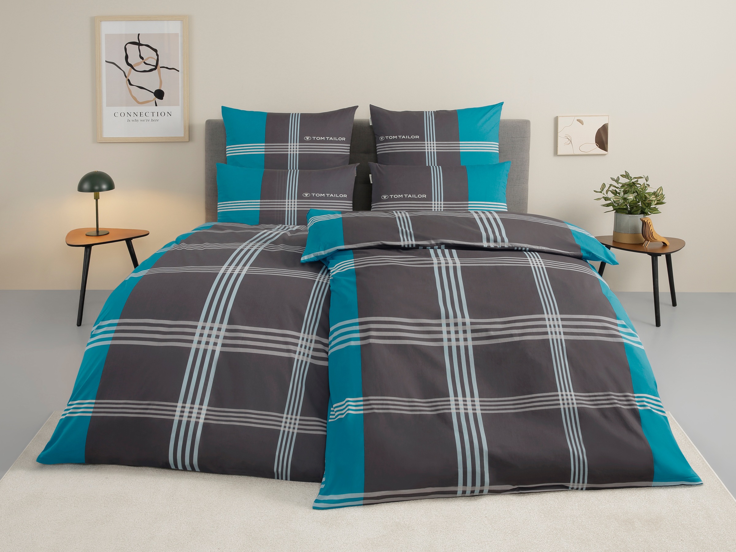TOM TAILOR HOME Bettwäsche "Ole" 2 Stk. karierte Bettwäsche aus Baumwolle, mit Reißverschluss