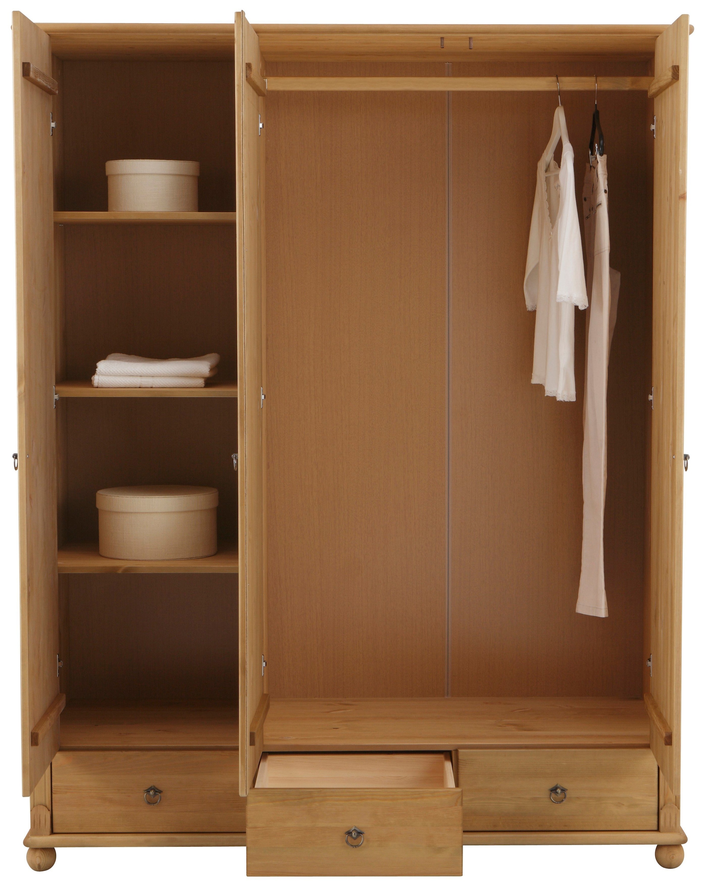 BAUR Kleiderschrank | massiv, inkl. Breite Kiefer Spiegel »Tessin«, Home 152 cm, affaire