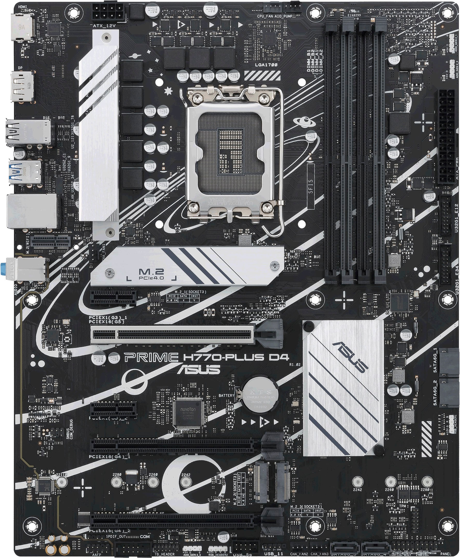 Asus Mainboard »PRIME H770-PLUS D4«, Intel H770, ATX, DDR4 Speicher, 3x PCIe 4.0 M.2, Thunderbolt 4