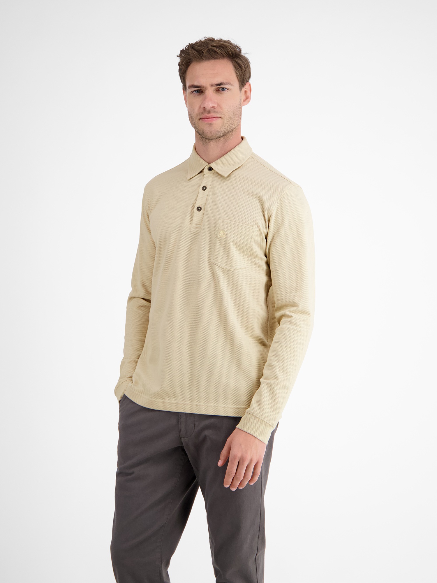 Thumbnail - LERROS Langarm-Poloshirt "Herren-Langarmpolo in Waffeloptik"