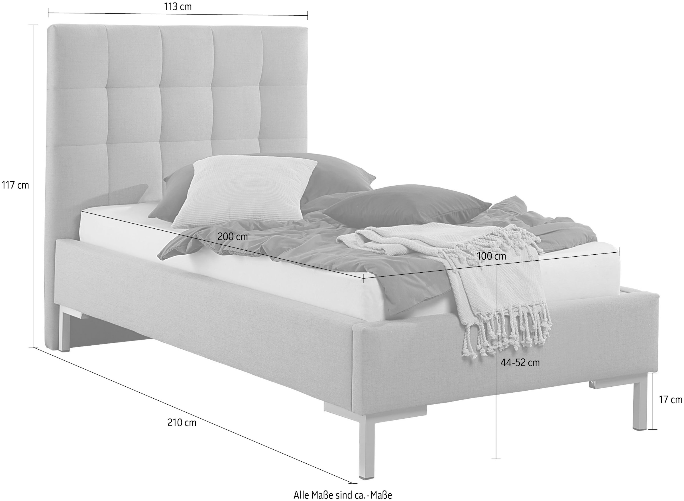 Maintal Polsterbett Bettseiten zerlegt, ohne Bettkasten