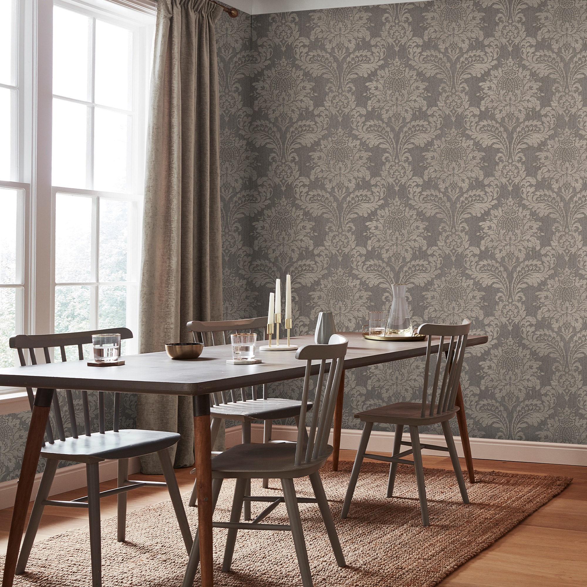 Boutique Vliestapete "Damast" neutral geprägt 10mx52cm (ca. 5m2)