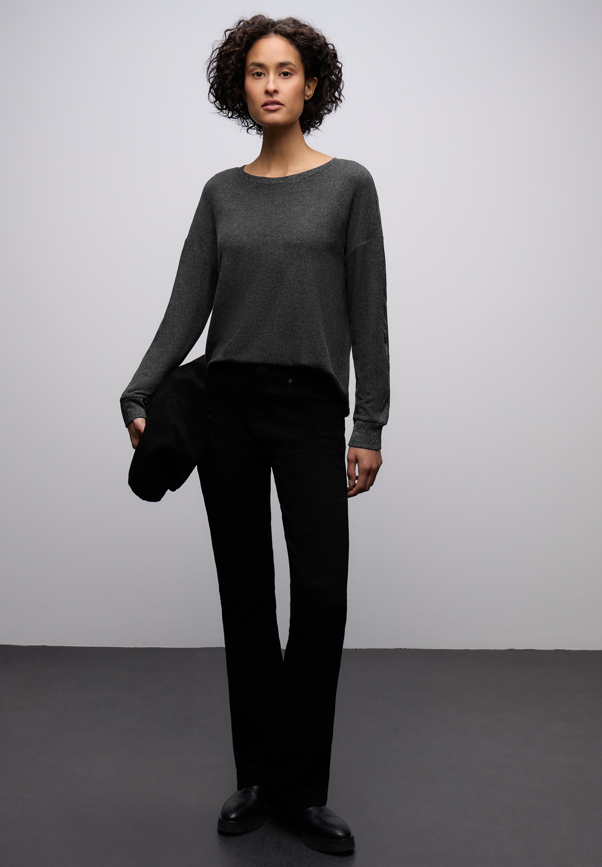 STREET ONE Langarmshirt mit Glitzerdetails