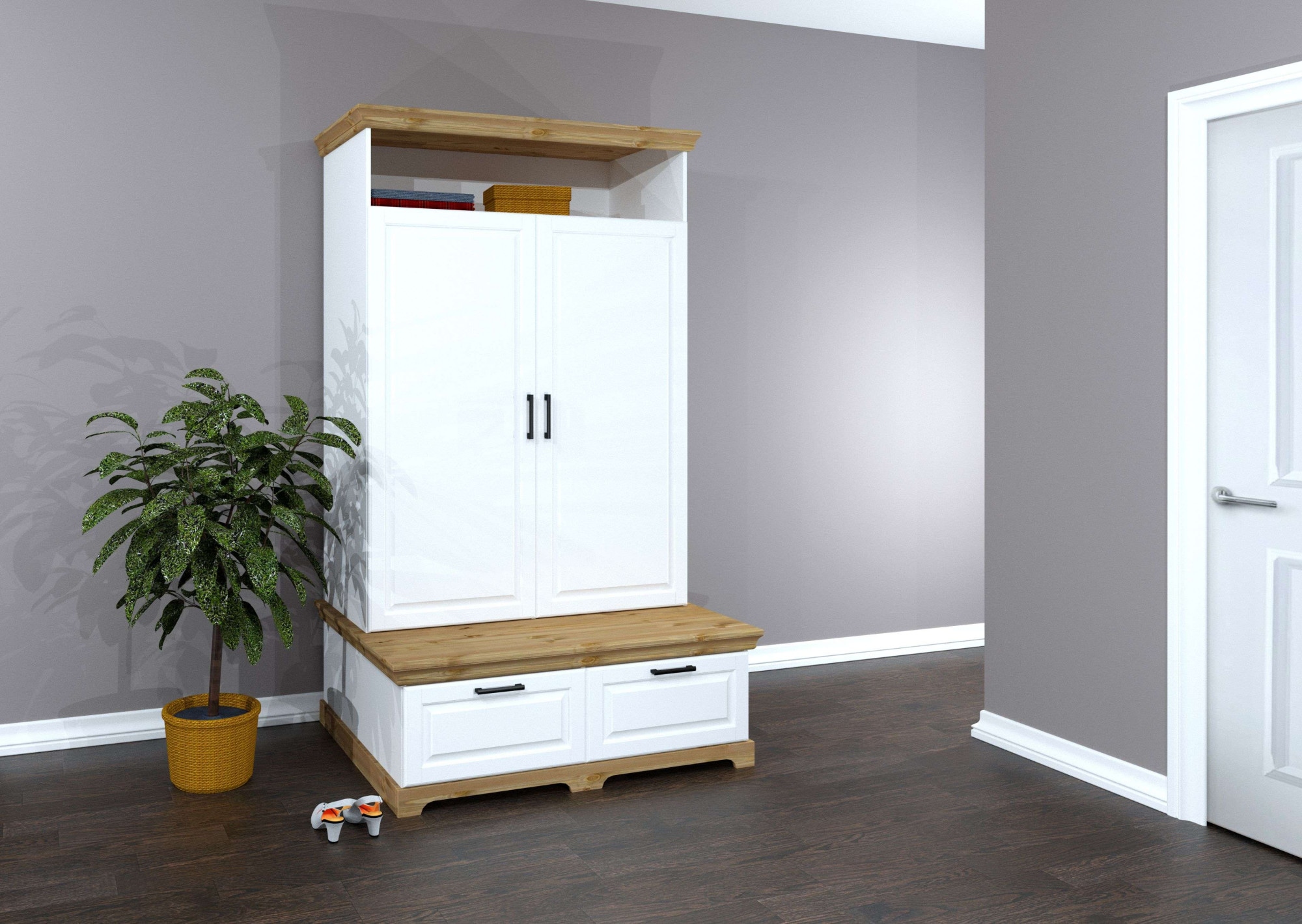 OTTO home Kleiderschrank »Rügen Garderobenschrank, Drehtürenschrank, Schrank«, FSC® zertifizierte massive Kiefer, Breite 127 cm