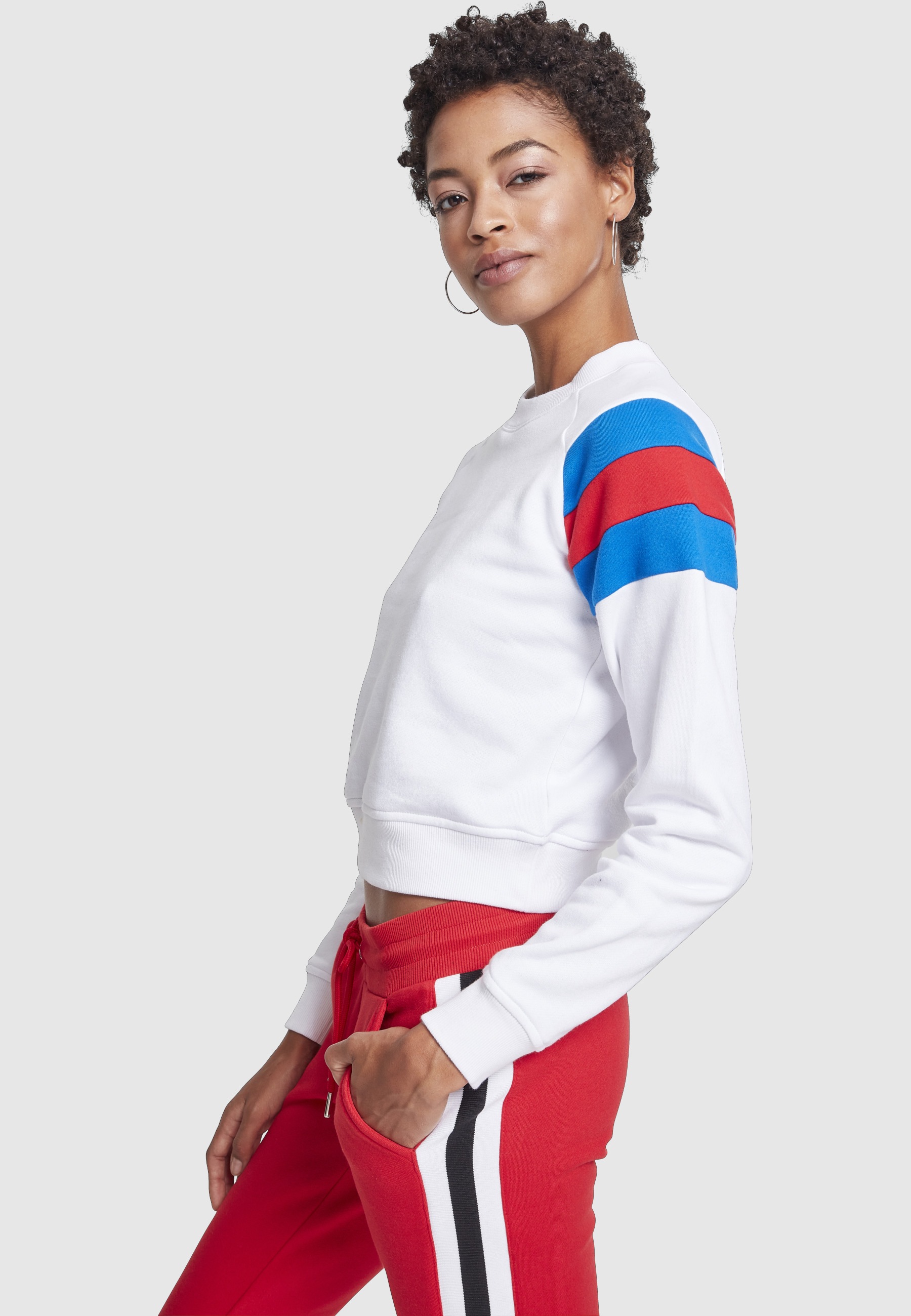 URBAN CLASSICS Sweatshirt »Urban Classics Damen Ladies Sleeve Stripe Crew«, 1 Stk.
