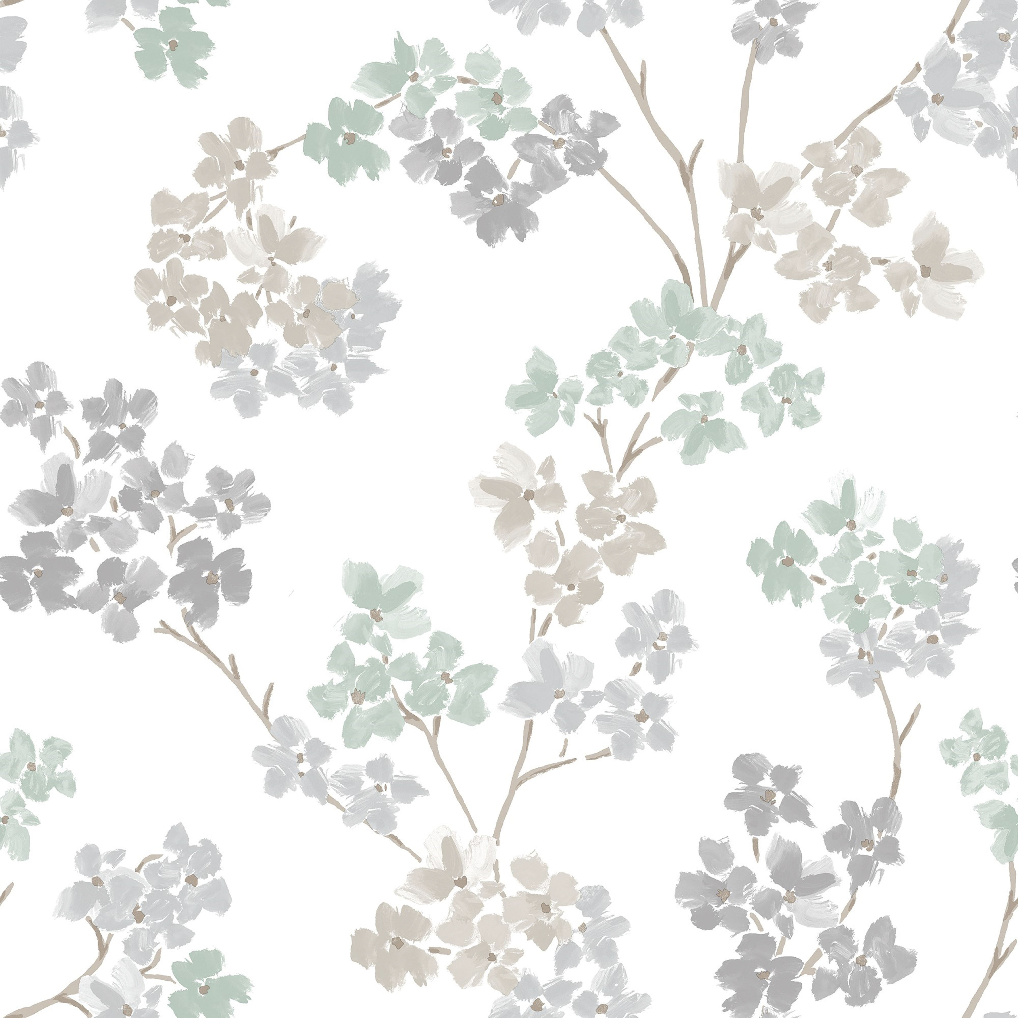 Art for the home Vliestapete "Blumen" geblümt glatt Grün/Grau - 10m x 52cm