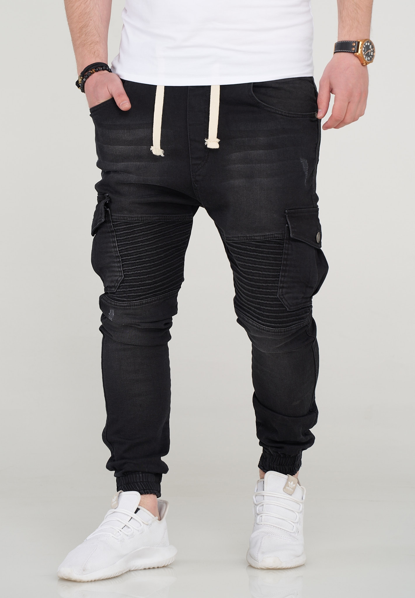 behype Slim-fit-Jeans »KIANS«, mit Biker-Steppung