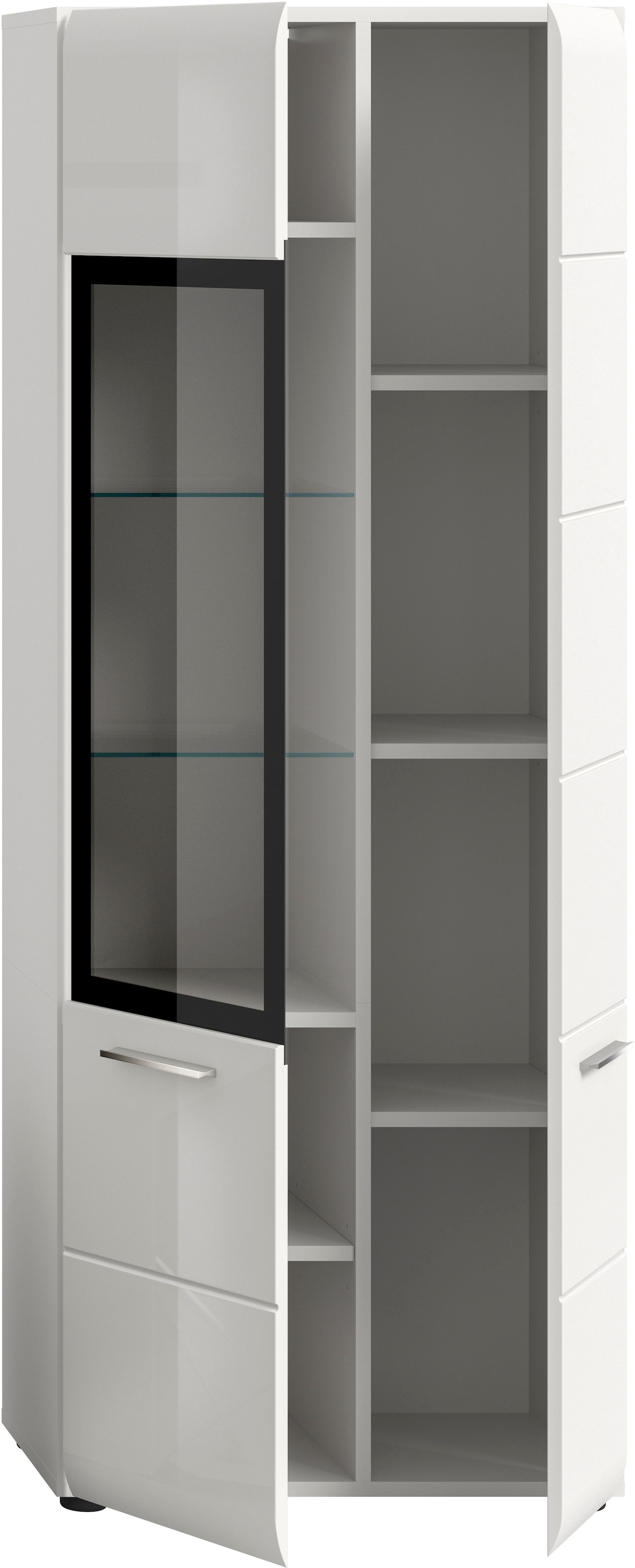 INOSIGN Vitrine »FLORENZ, Höhe: 160 cm, hochwertige MDF-Front, Glastür, Glasböden« 1 Stk. tlg. Vitrine, Vitrine weiß, Vitrinenschrank, Wohnzimmervitrine, Wohnzimmer