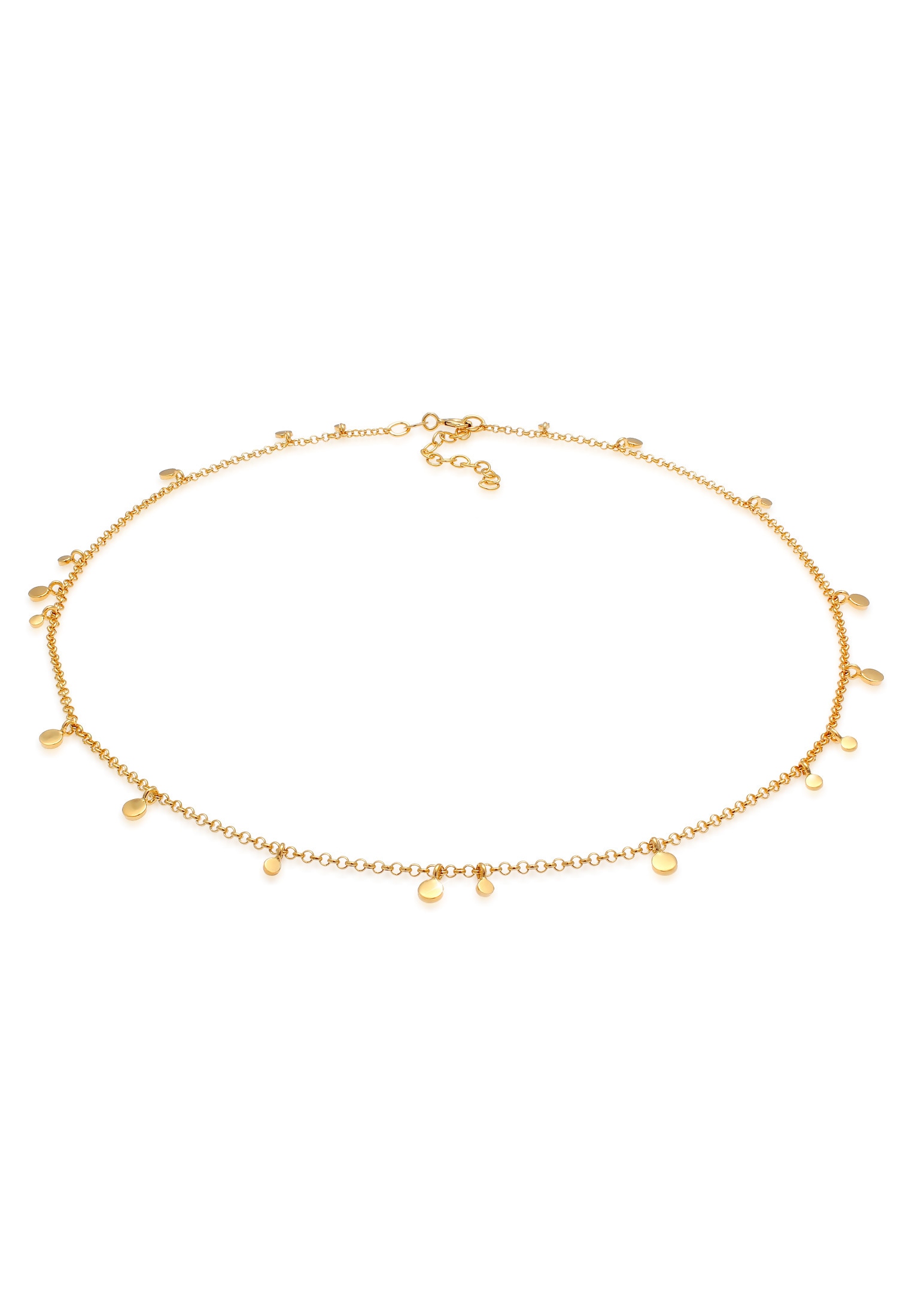 ELLI Damen Choker "Halskette Choker Plättchen Coin Geo Rund 925 Silber", ohne Stein, Silber 925 (Sterlingsilber), gold, Silber 925 (Sterlingsilber),