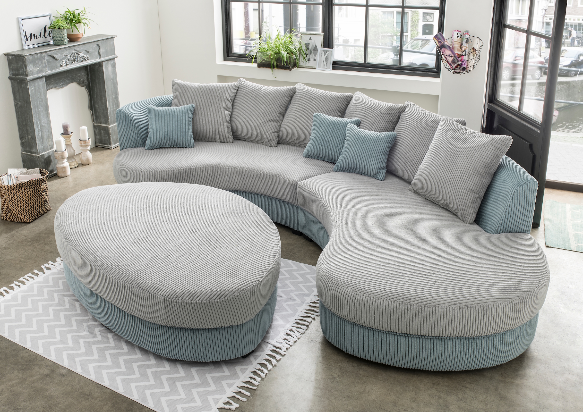 Home affaire Ecksofa "Lazio modern und bequem, schmale Armlehnen, tolle Detailverarbeitung" zwei verschiedene Fußfarben wählbar