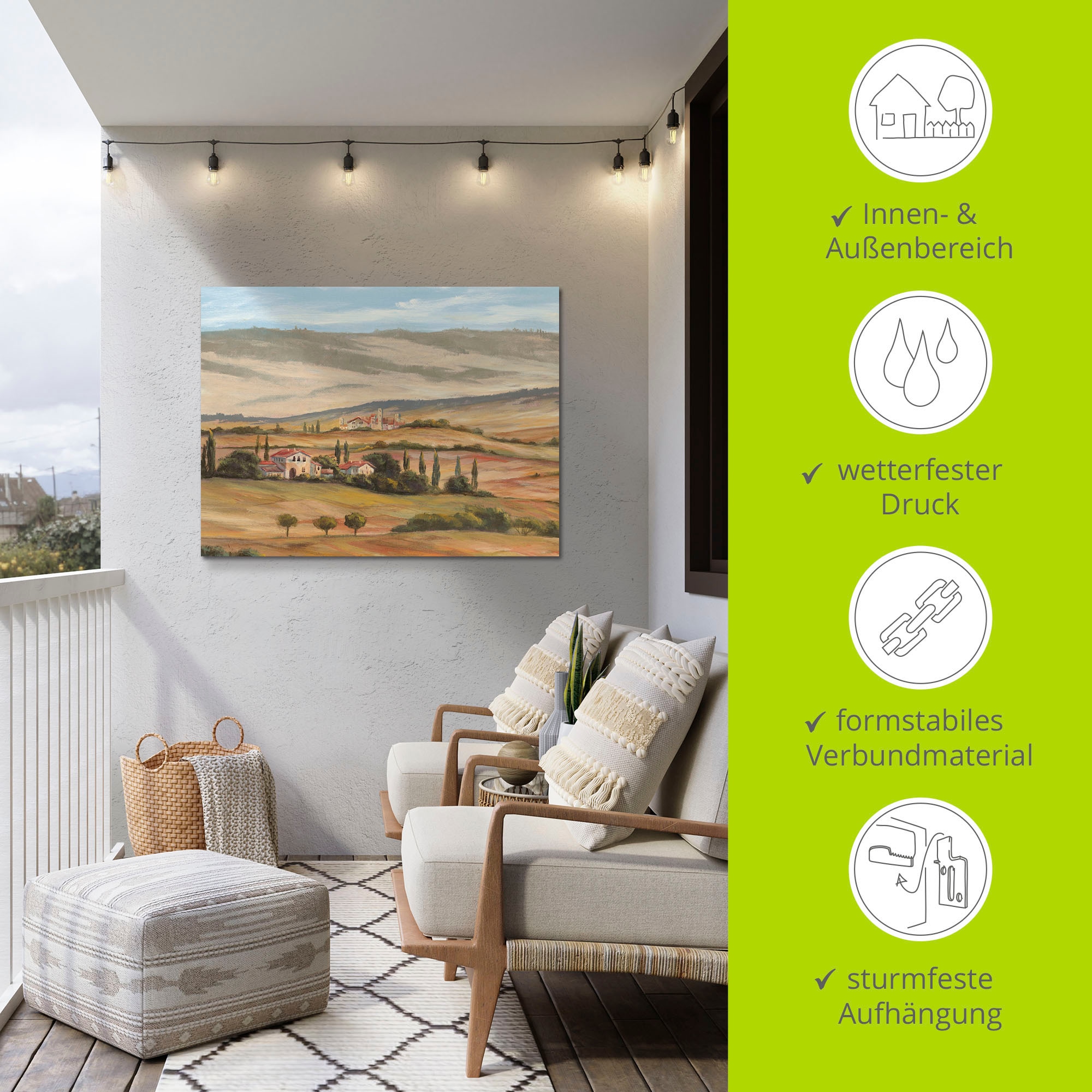 Artland Wandbild »Toskanisches Tal I«, Bilder von Europa, (1 St.), als Alubild, Outdoorbild, Leinwandbild in verschied. Größen
