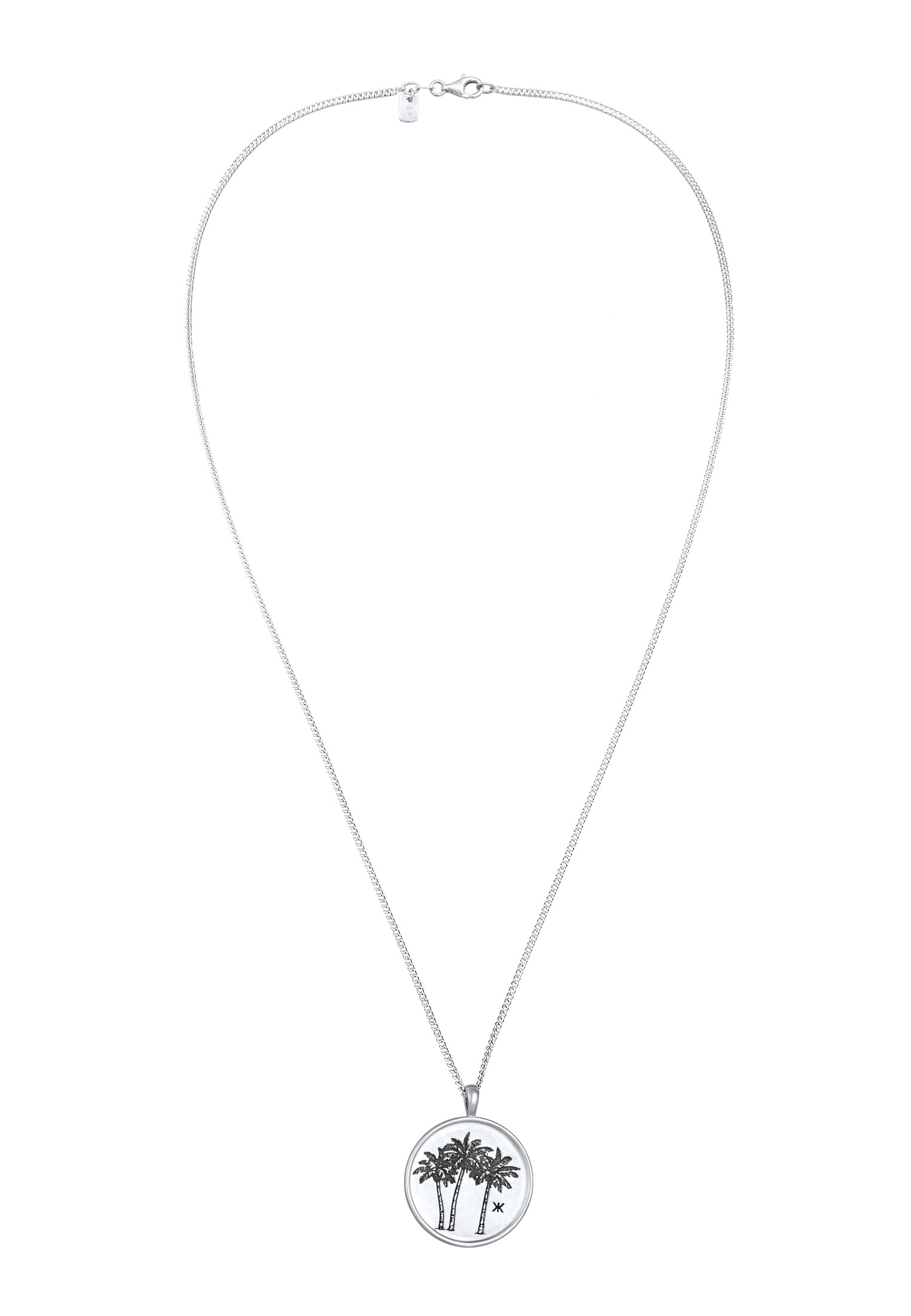 Kuzzoi Kette mit Anhänger »Halskette Kette Anhänger Plättchen Palme 925 Sterling Silber«