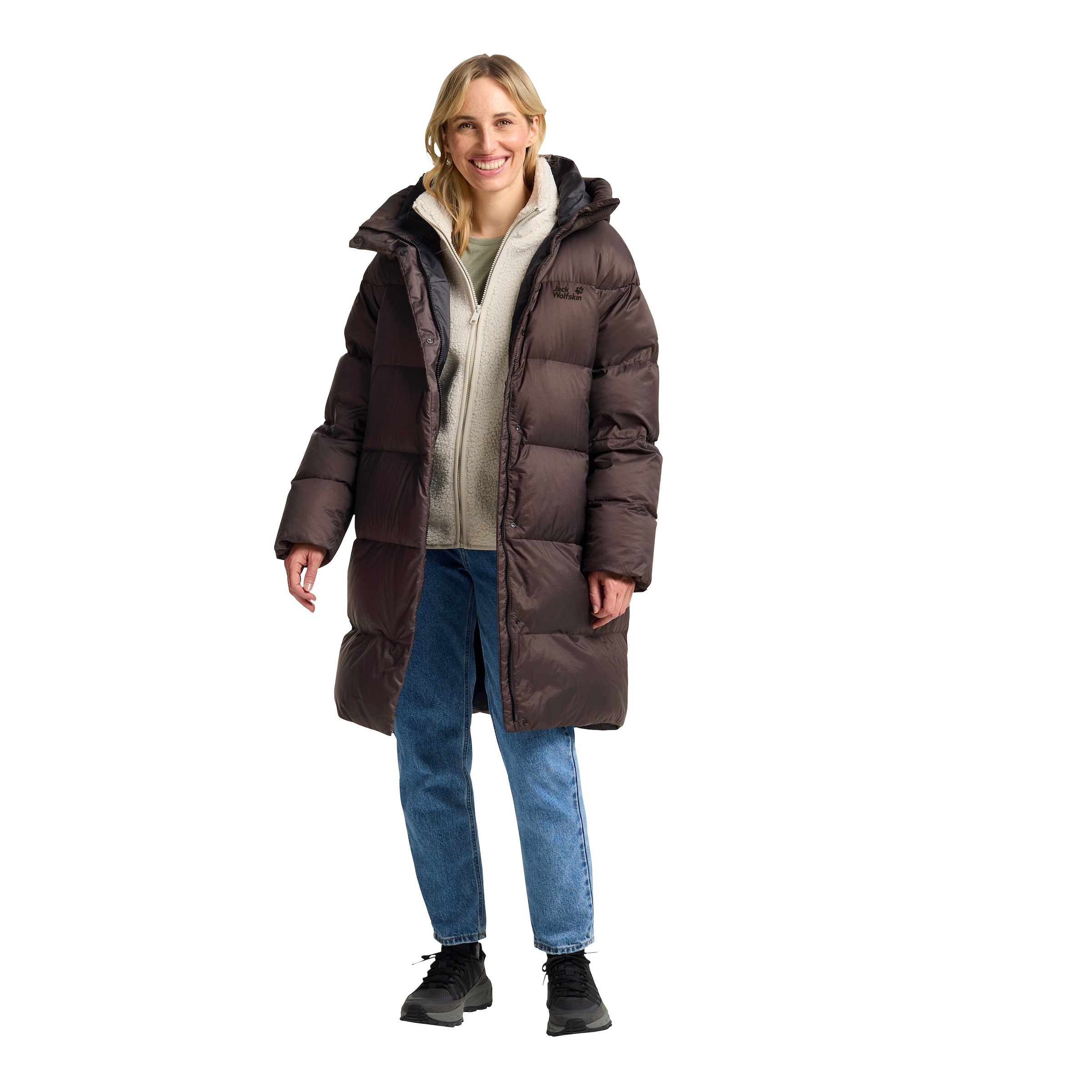 Jack Wolfskin Daunenmantel »ICY HILL COAT W RDS«, Wärmend, winddicht, Daunenjacke