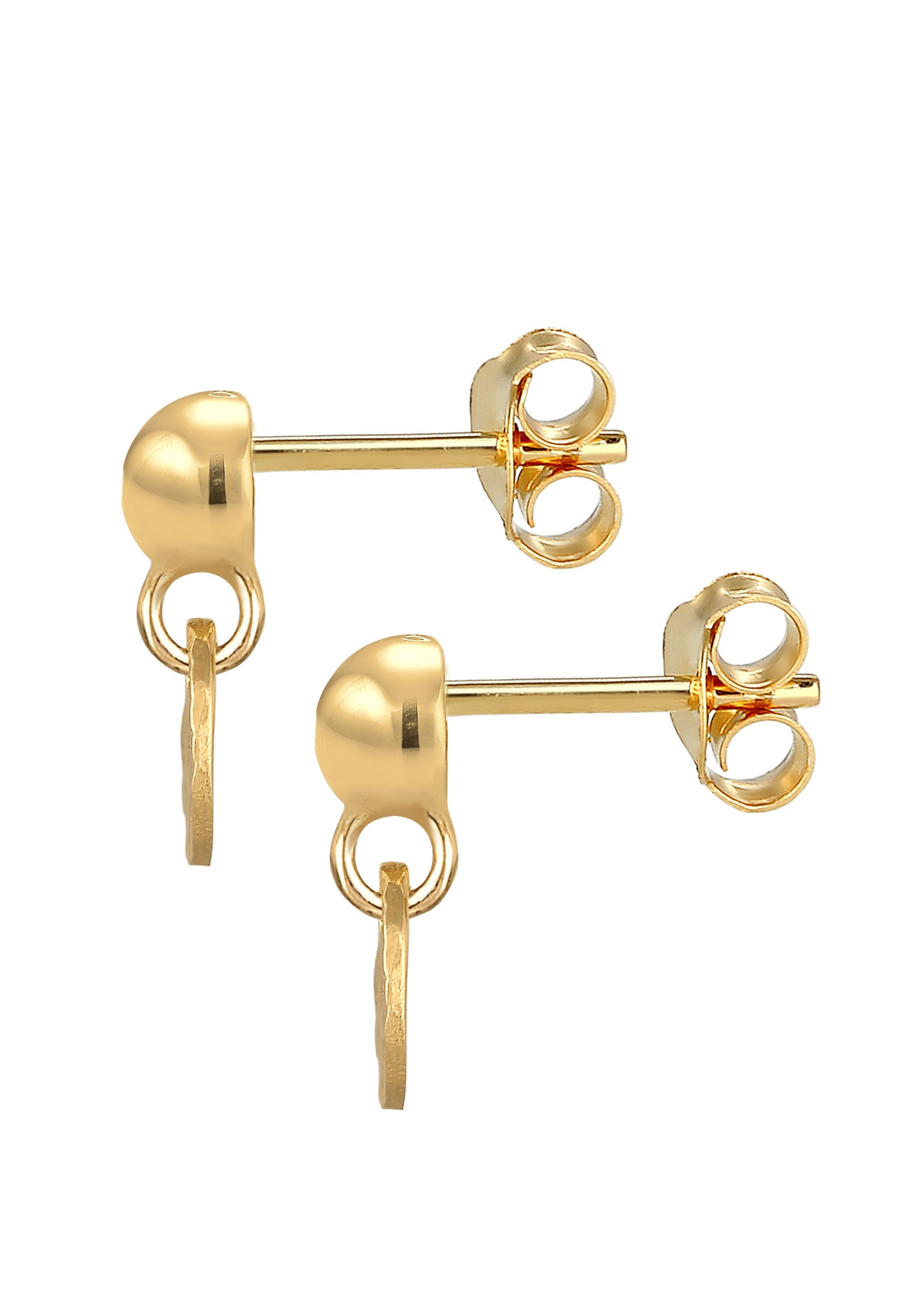 Elli Premium Paar Ohrstecker »Stecker Kugel Plättchen Antique 375 Gelbgold«