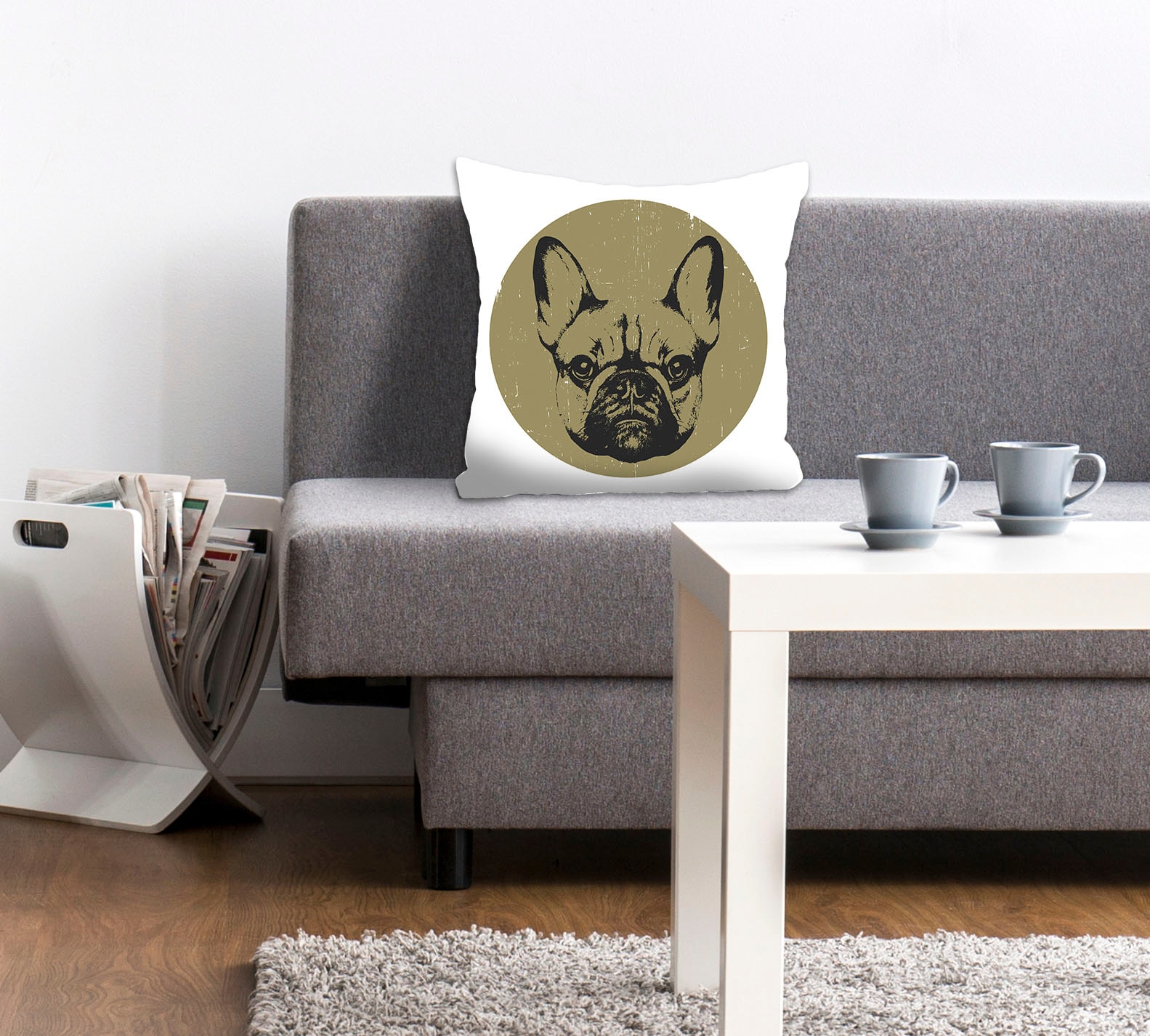 queence Dekokissen "Denis" mit einem grünen Mops günstig online kaufen