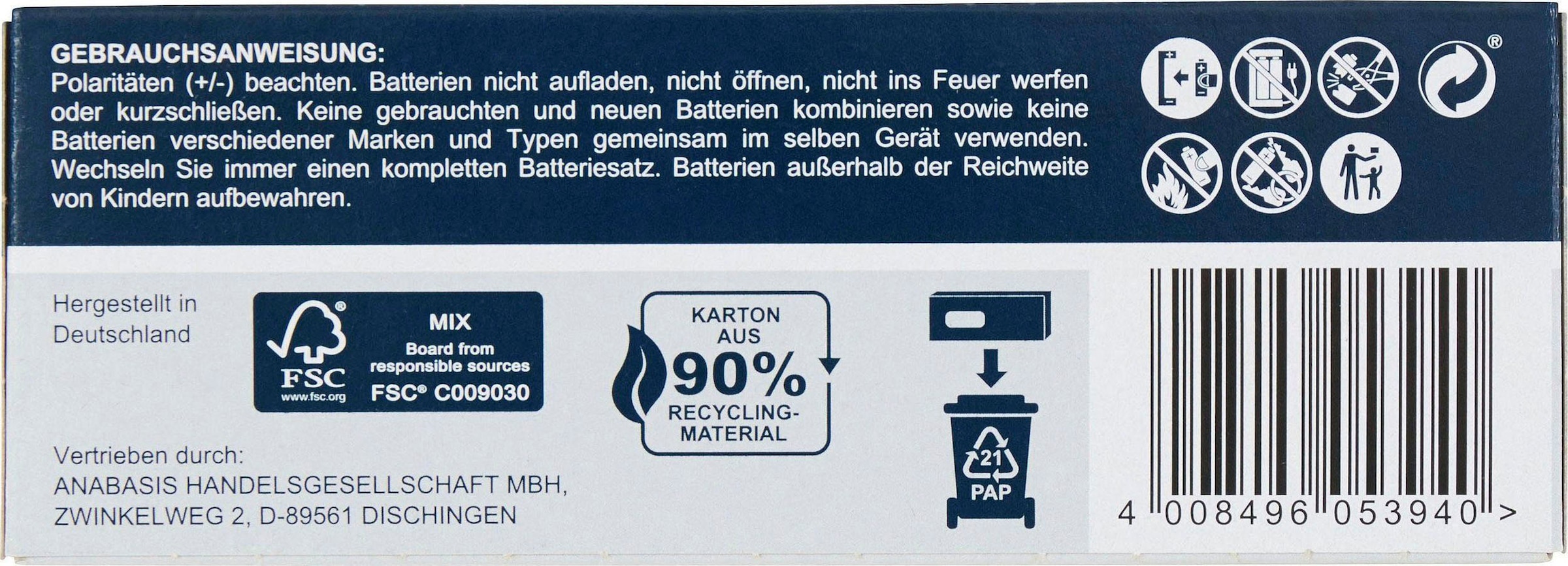 Hanseatic Batterie »100 Stück Alkaline Power, AA Mignon«, LR06, (100 St.)