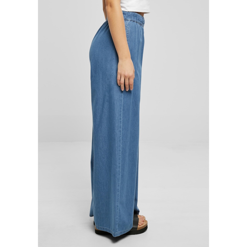 URBAN CLASSICS Stoffhose »Urban Classics Damen Ladies Light Denim Wide Leg Pants«, (1 tlg.)