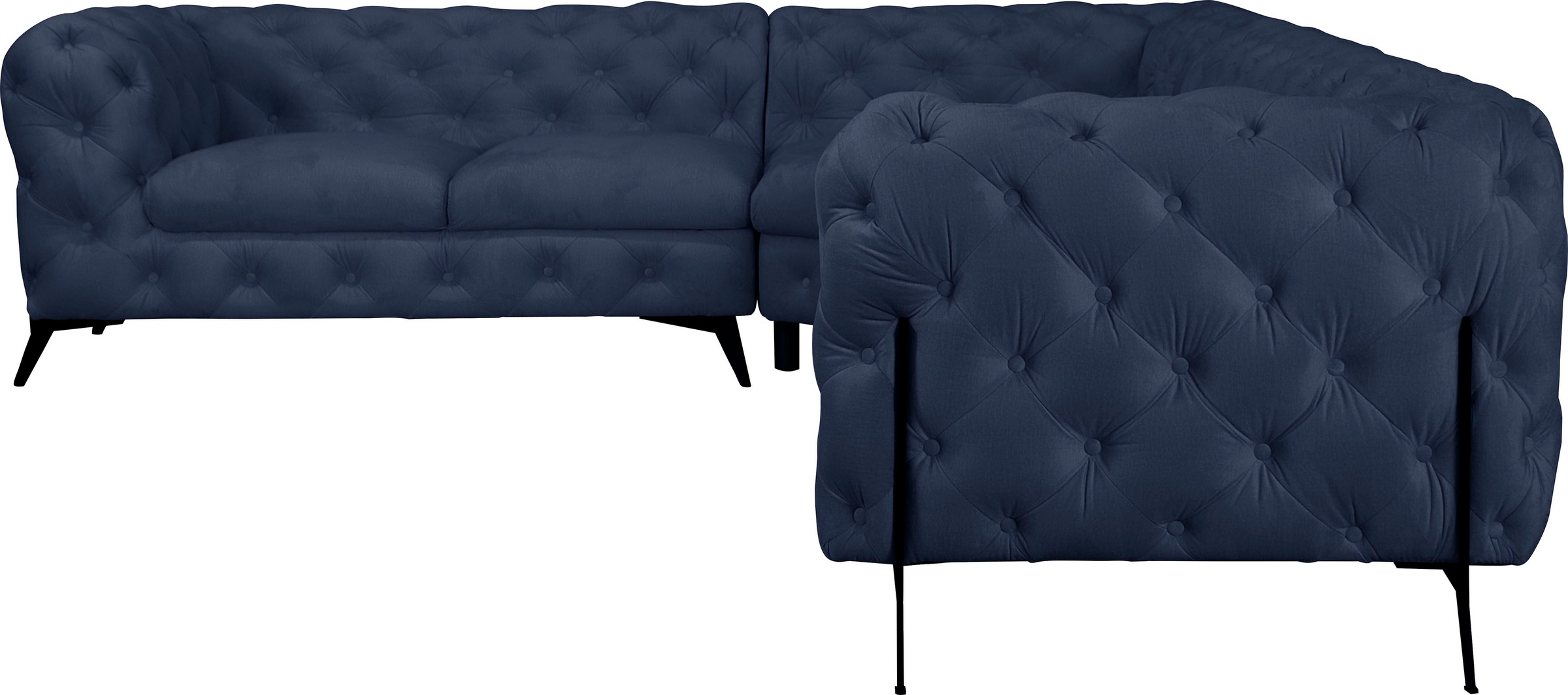 Leonique Chesterfield-Sofa »Amaury L-Form«, großes Ecksofa, Chesterfield-Optik, Breite 323 cm, Fußfarbe wählbar
