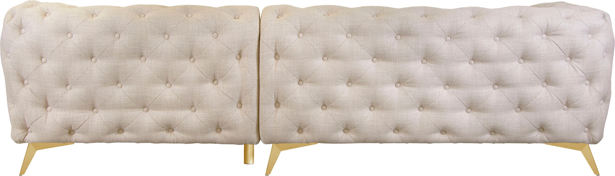 Leonique Chesterfield-Sofa »Ecksofa GLYNIS L-Form mit Wellenunterfederung, Maße B/T/H 264/264/75cm«, aufwändige Knopfheftung, moderne Chesterfield Optik, Fußfarbe wählbar