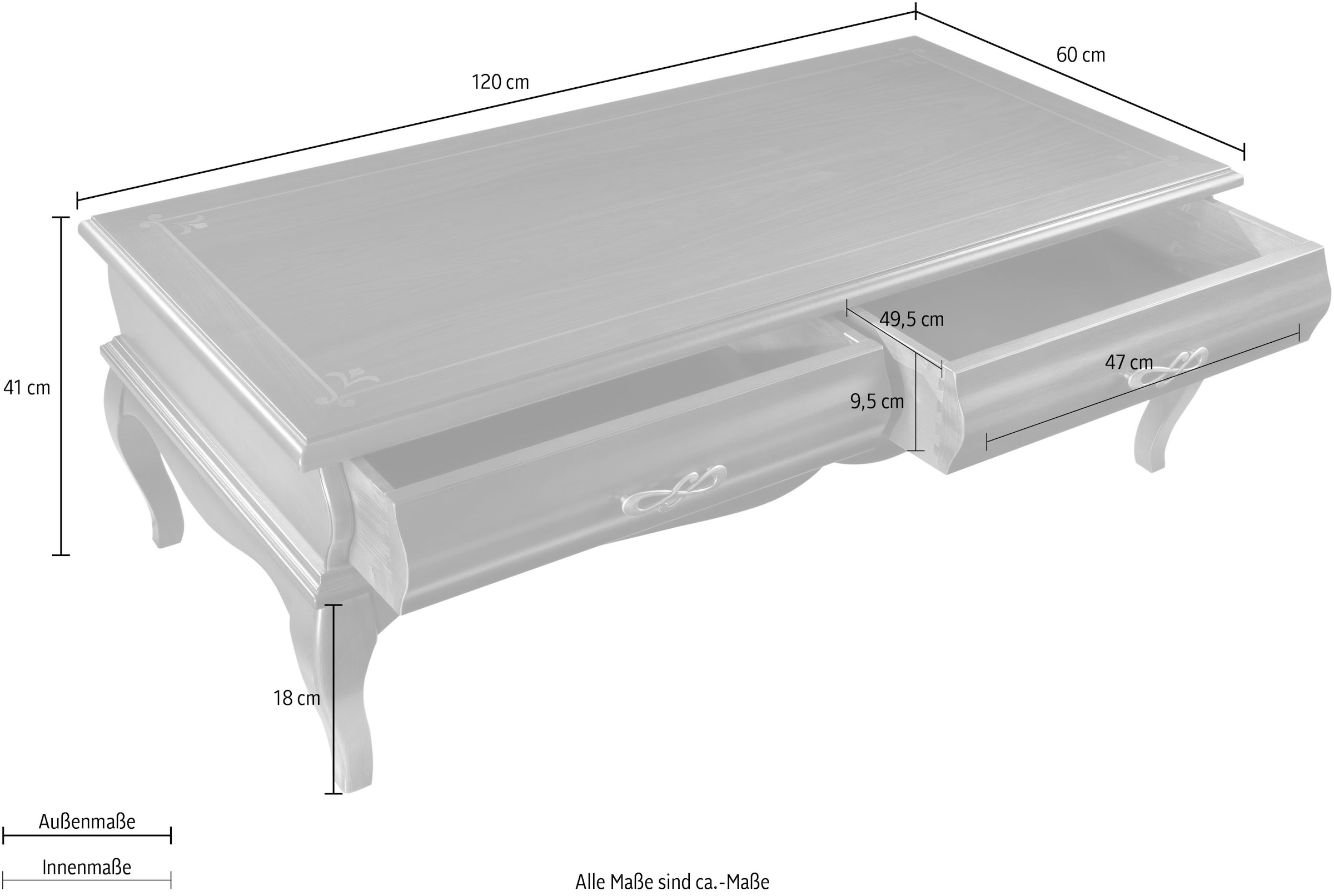 Home affaire Beistelltisch »Tische Mantegna«, Breite 120 cm