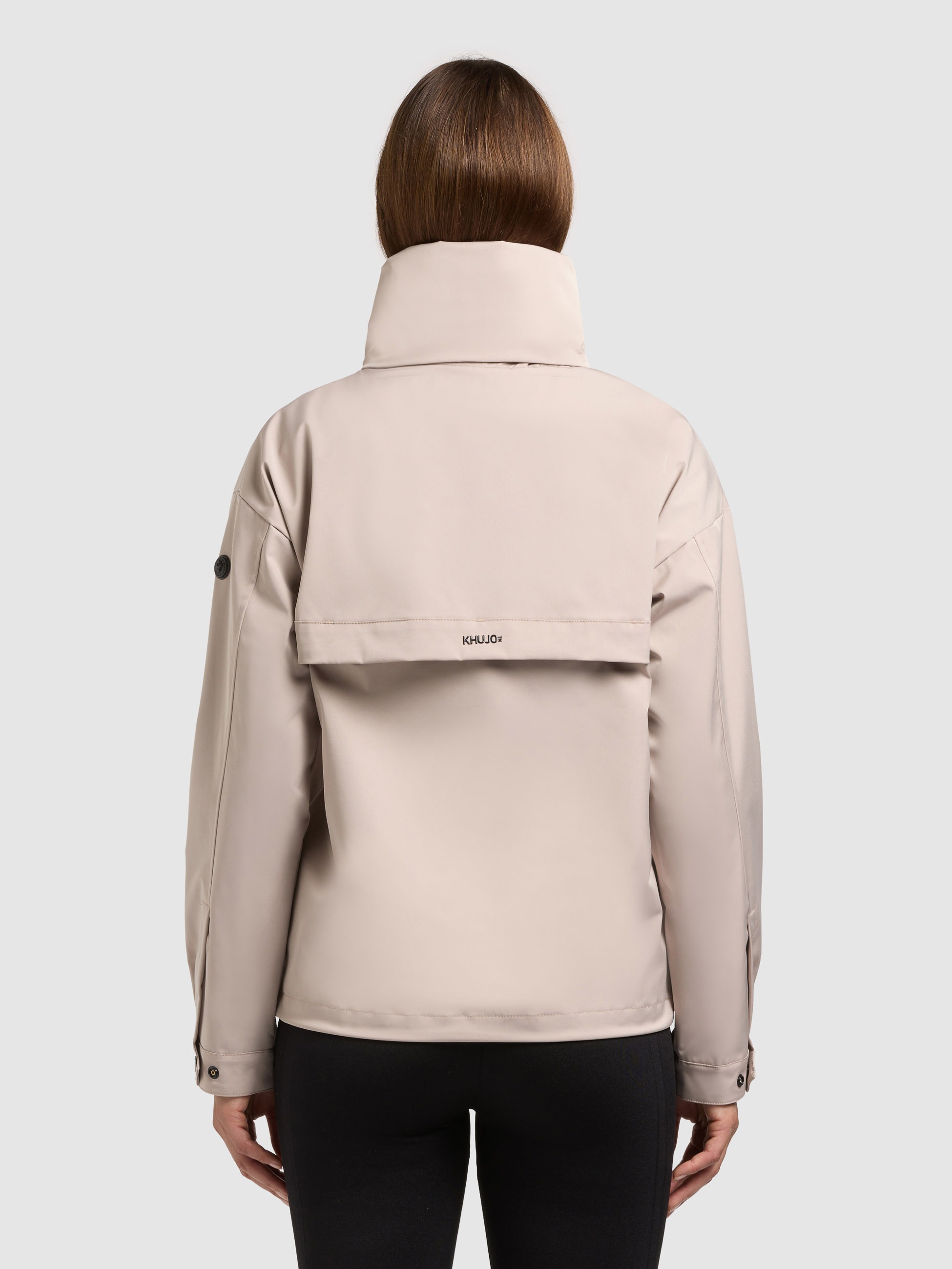 Kurzjacke KHUJO "RAIBE2", Damen, Gr. L, latte beige, Web, 100% Polyester, unifarben, eingesetzt mit Druckknopf, Jacken Kurzjacke 3