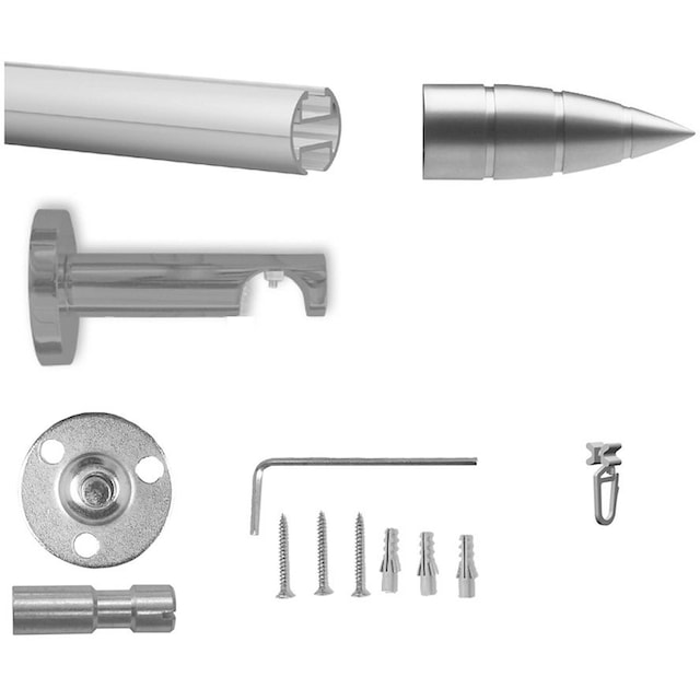 BAUR Fixmaß, Gardinenstange 1 Komplett-Set indeko und Innenlauf Montagematerial »Biel«, läufig-läufig, inkl. | Gleitern
