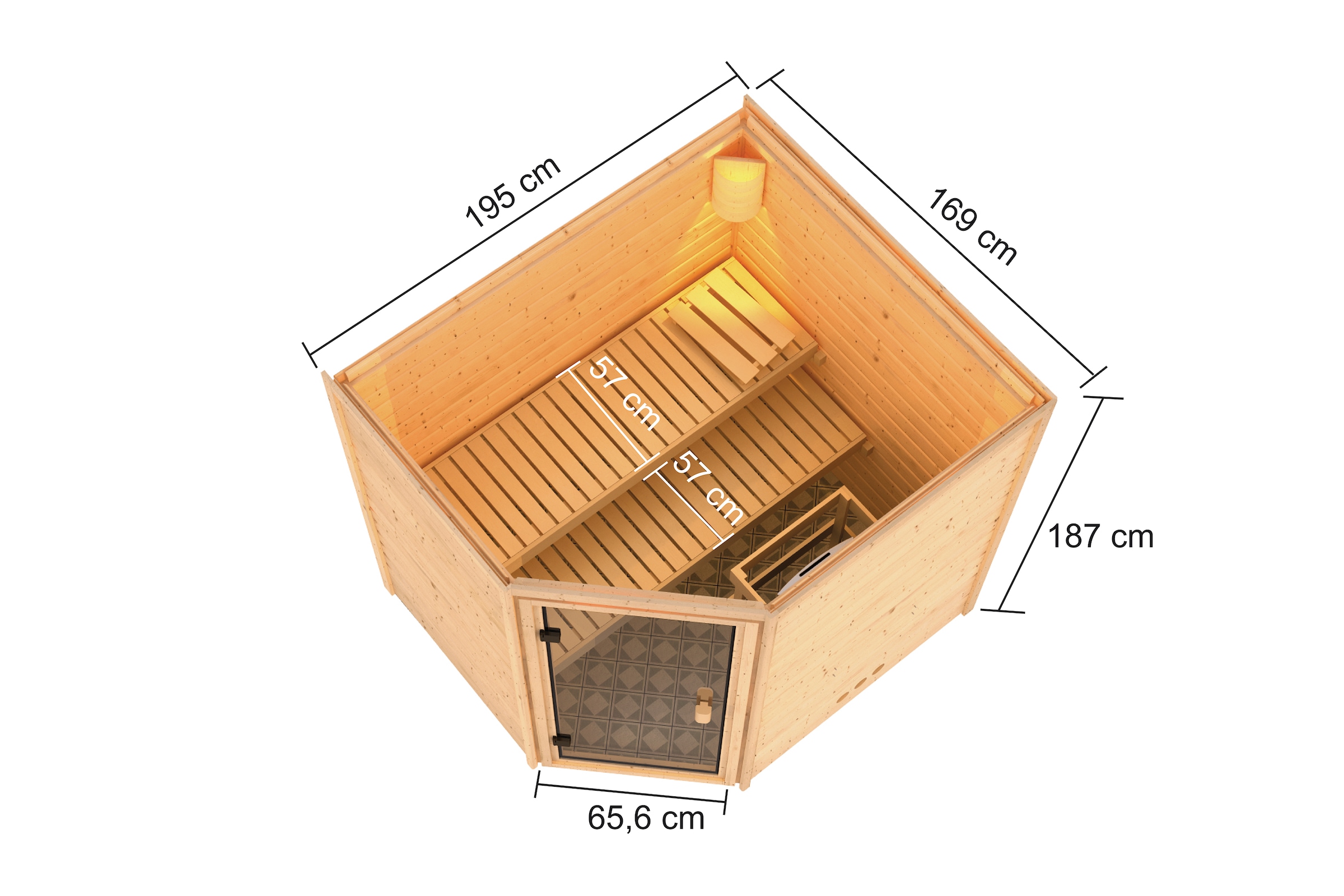 Karibu Sauna »"Trixi" mit bronzierter Tür, naturbelassen«, aus hochwertiger nordischer Fichte