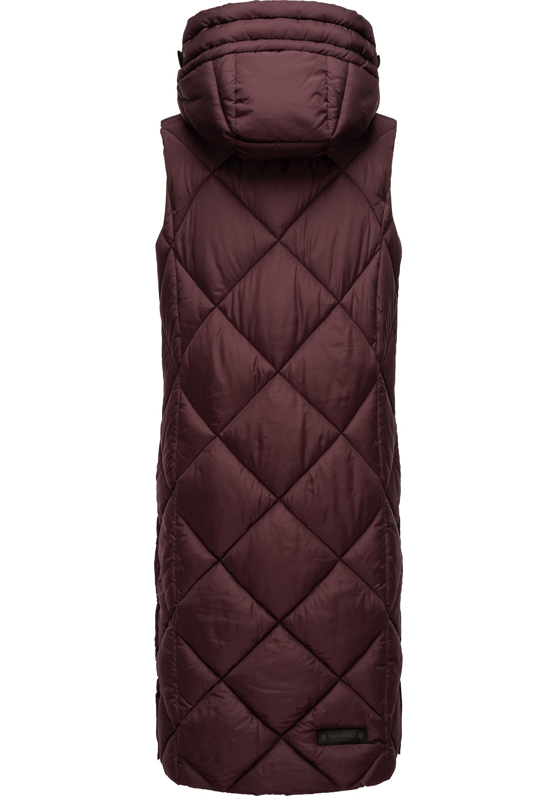 Thumbnail - Navahoo Steppweste "Schnuckel", warme Damen Outdoor-Weste lang mit Kapuze