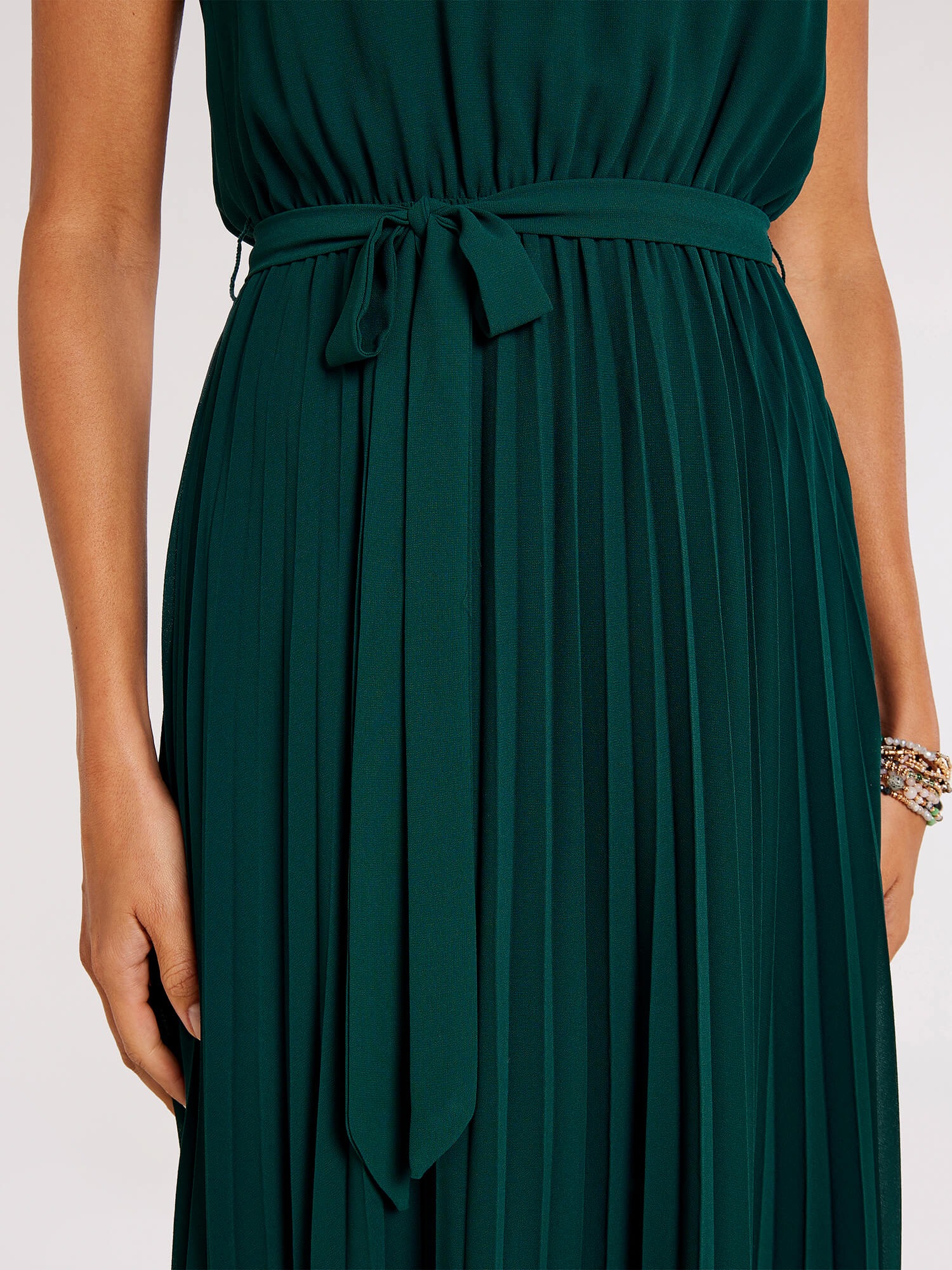Apricot Plisseekleid »Midikleid« Stoffgürtel,  mit Bindeband