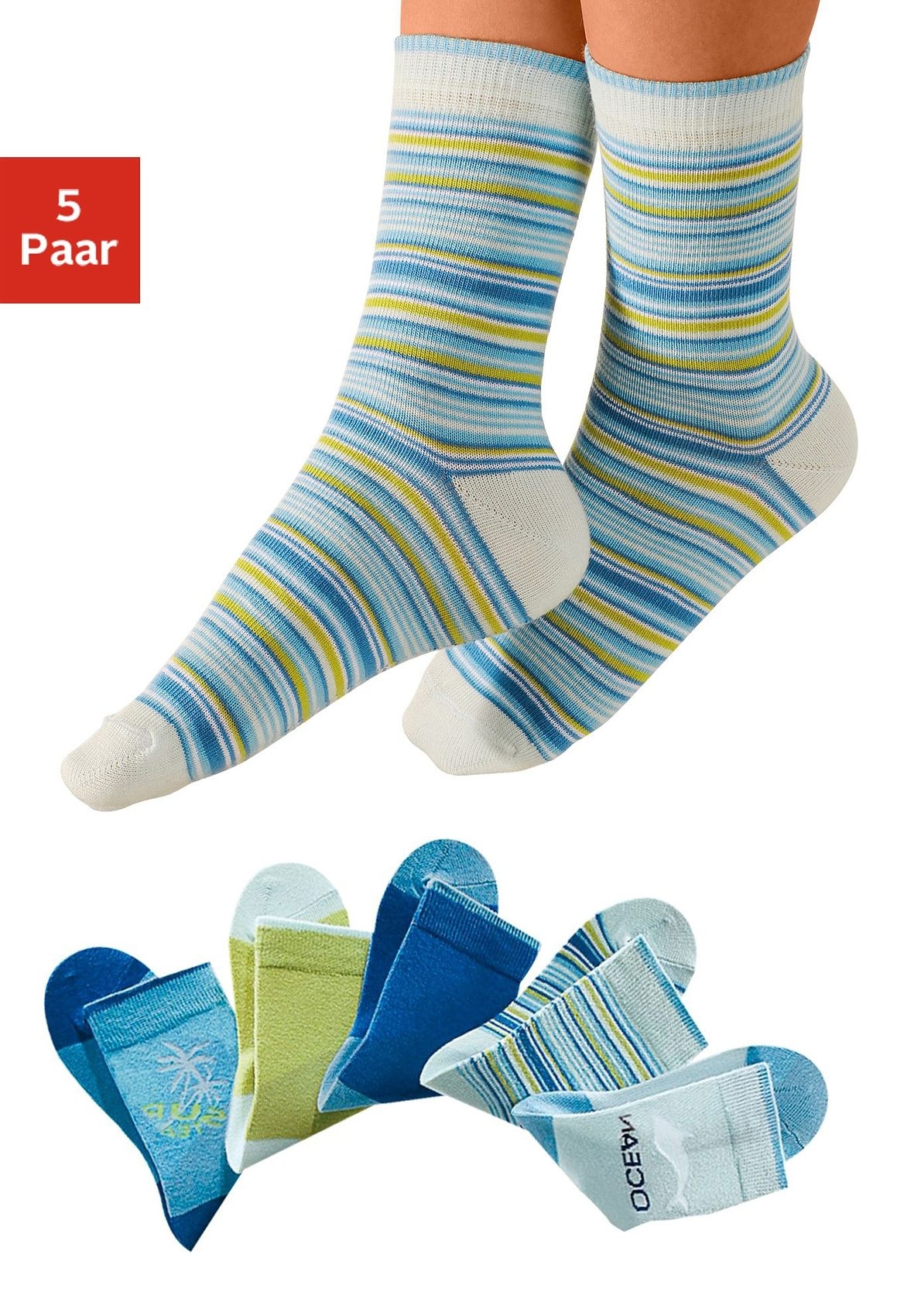 H.I.S Socken, (Packung, 5 Paar), mit verstärkter Ferse & Spitze