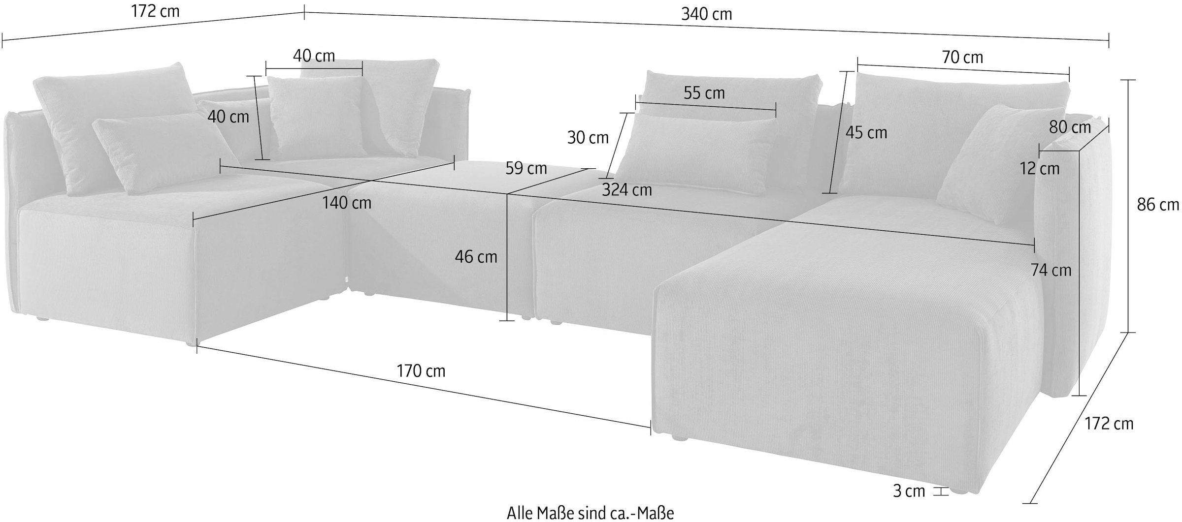 andas Wohnlandschaft »Nöre«, (5 Teile), in vielen Bezugsqualitäten und Farben s. auch "Nöre"