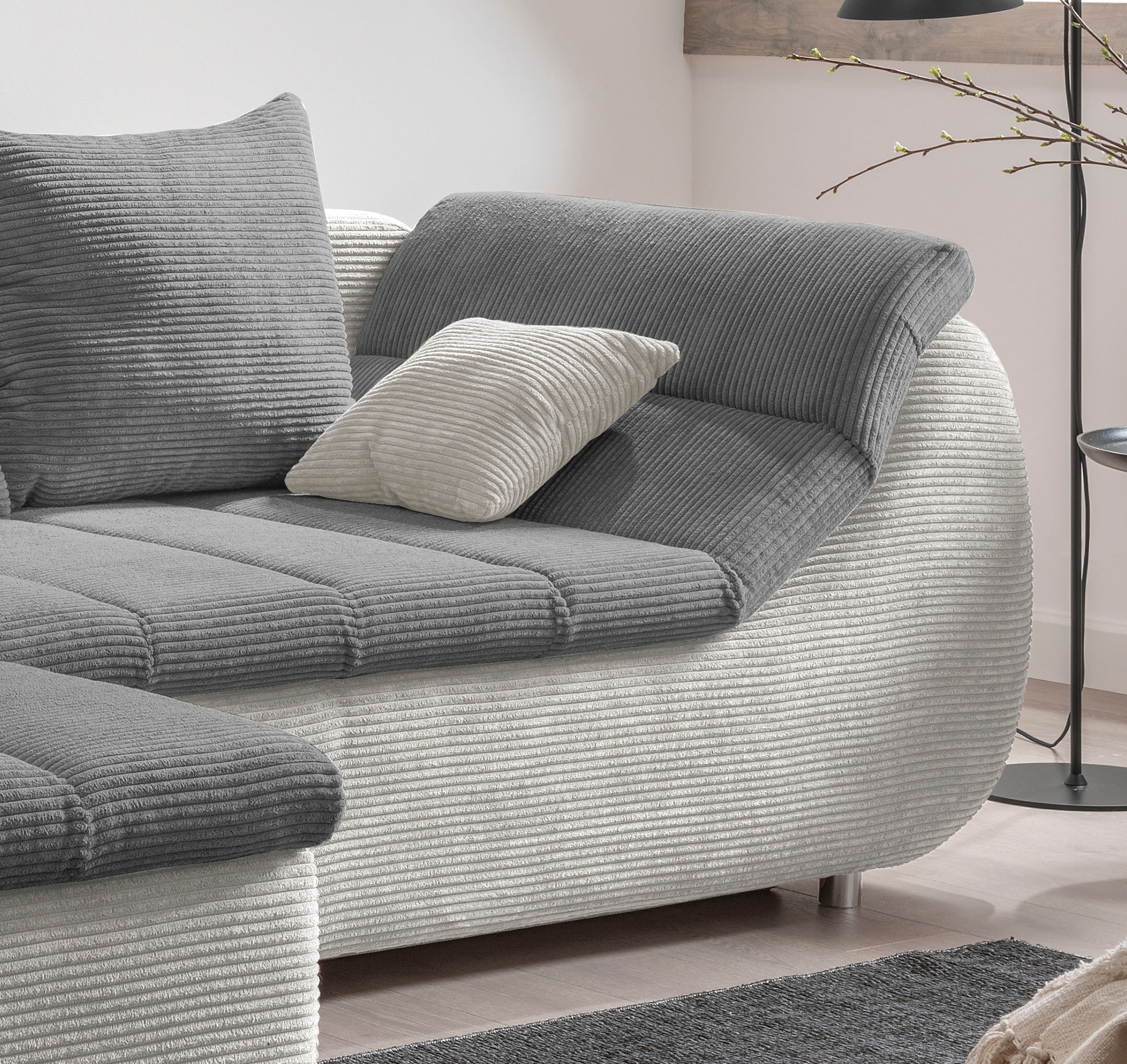 INOSIGN Ecksofa »Imola elegant und bequem, aktuelle Steppung im Sitz, L-Form«, wahlweise mit Bettfunktion