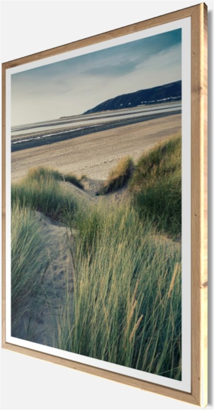 Bönninghoff Bild mit Rahmen »Wandbild gerahmt STRANDROGGEN 50x70 cm – Nordsee Dünenmotiv mit« Düne | Gräser | Küste | Landschaft | Meer | Natur | Strand 1 Stk. tlg. mit dekorativem Rahmen