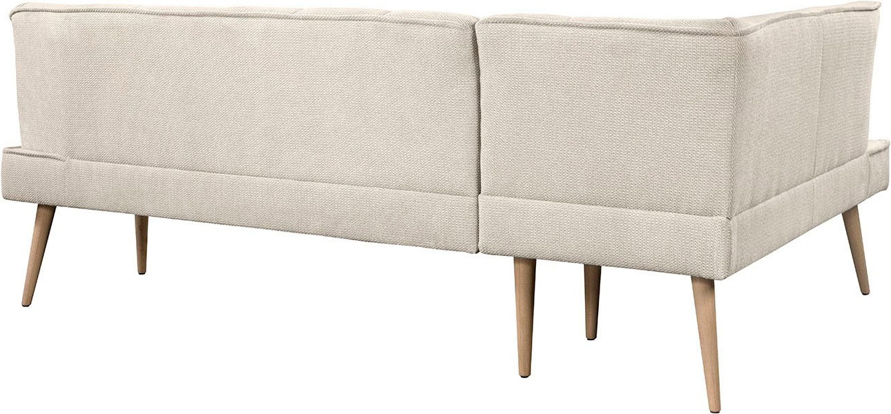 Eckbank EXXPO - SOFA FASHION "Latte", beige, B:234cm H:95cm T:156cm, 94% PES, 6% NY, Sitzbänke, Eckbank, moderne Sitz- und Rückensteppung, bequem und elegant, hoher Holzfuß 3