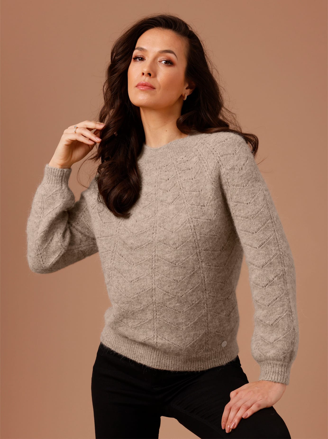 CREATION L PREMIUM Ajourpullover "Alpaka-Woll-Mix-Pullover"