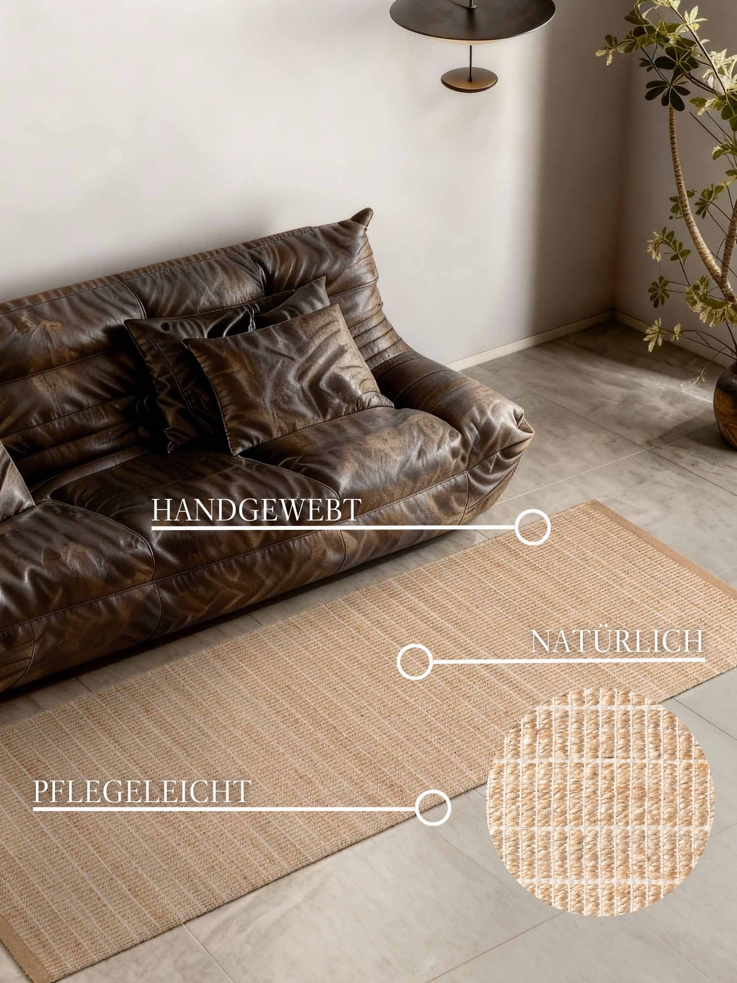 Villeroy & Boch Teppich »Birka« rechteckig 6 mm Höhe Jute, Natur, Wohnzimmer, Esszimmer, Schlafzimmer, Flur, Modern, Boho