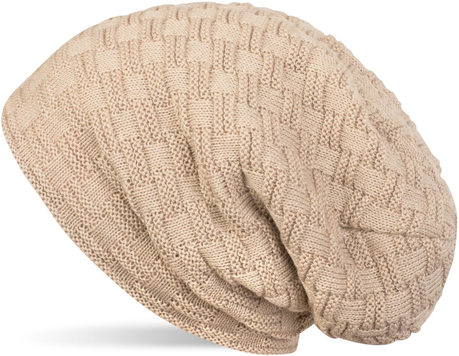 styleBREAKER Strickmütze "Feinstrick Beanie mit Flecht Muster und Teddyfleece" 1 Stk.
