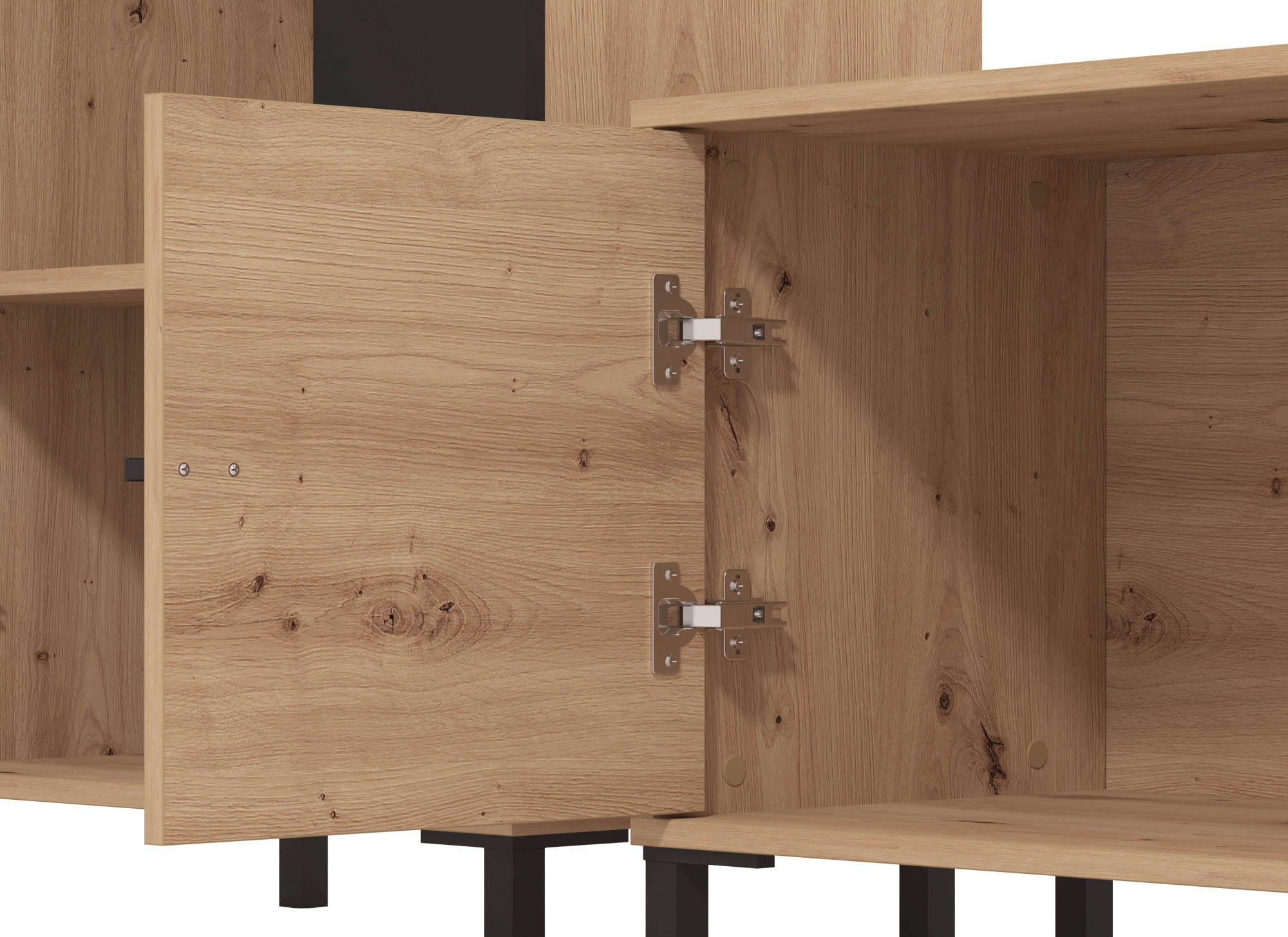 INOSIGN Wohnwand »Avignon, inkl. Highboard, TV-Board, Standregal und Wandregal«, (Komplett-Set, 4 St.), 263 cm, Trendfarben, mit dekorativen schwarzen Streifen, TV bis 58'