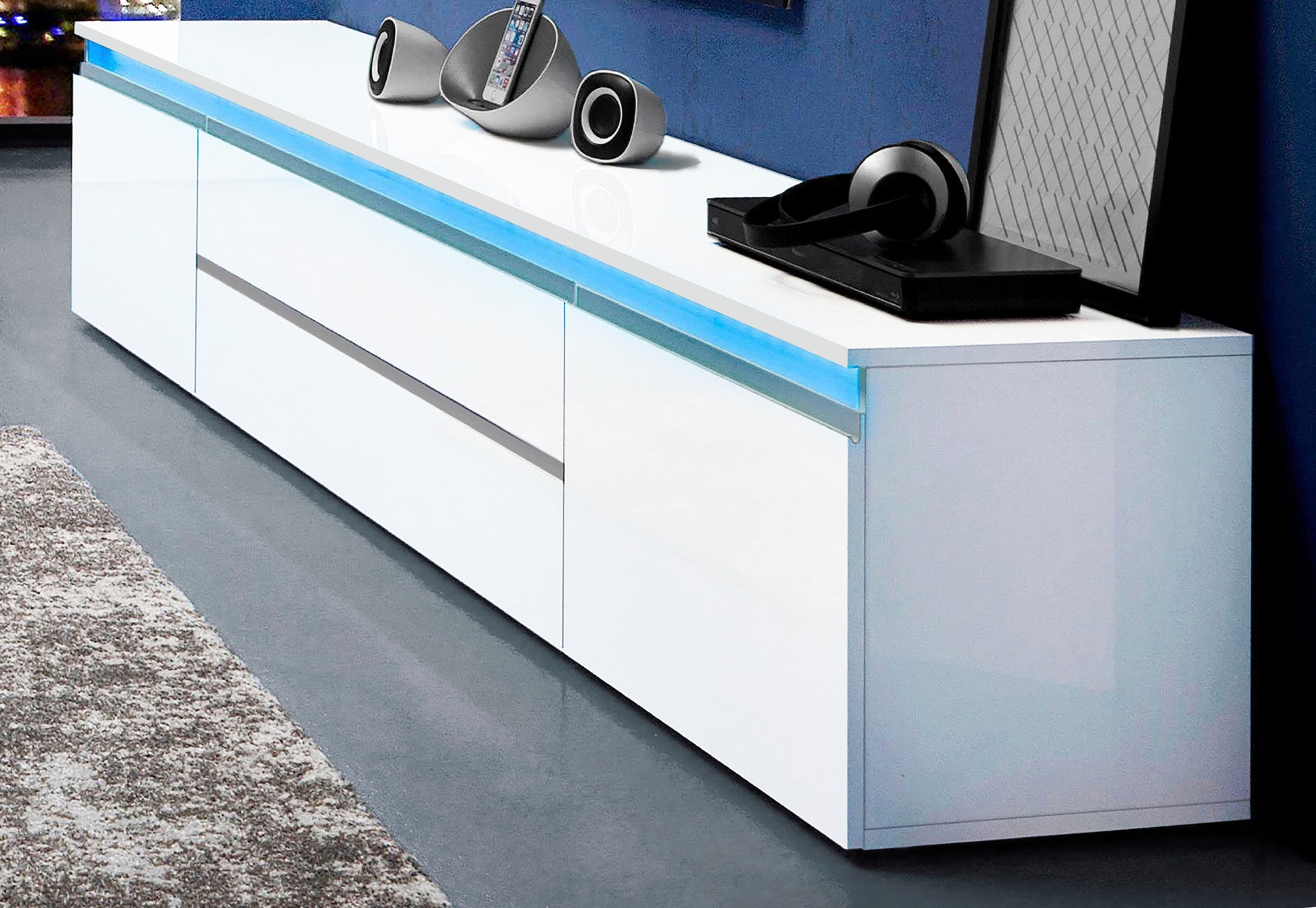 Home affaire Lowboard »Magic,Lowboard,TV-Kommode,TV-Möbel,TV-Bank« Hochglanzlackiert, Alugriff, 2 Türen, 2 Schubkästen,B/T/H 240×40×55 cm