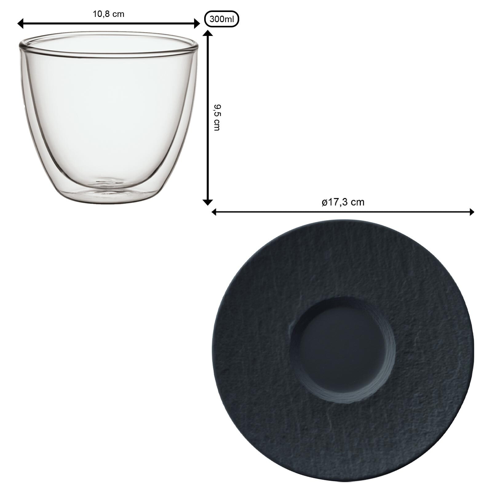 Villeroy & Boch Latte-Macchiato-Glas »Café au Lait-Set Manufacture Rock 250 ml schwarz«