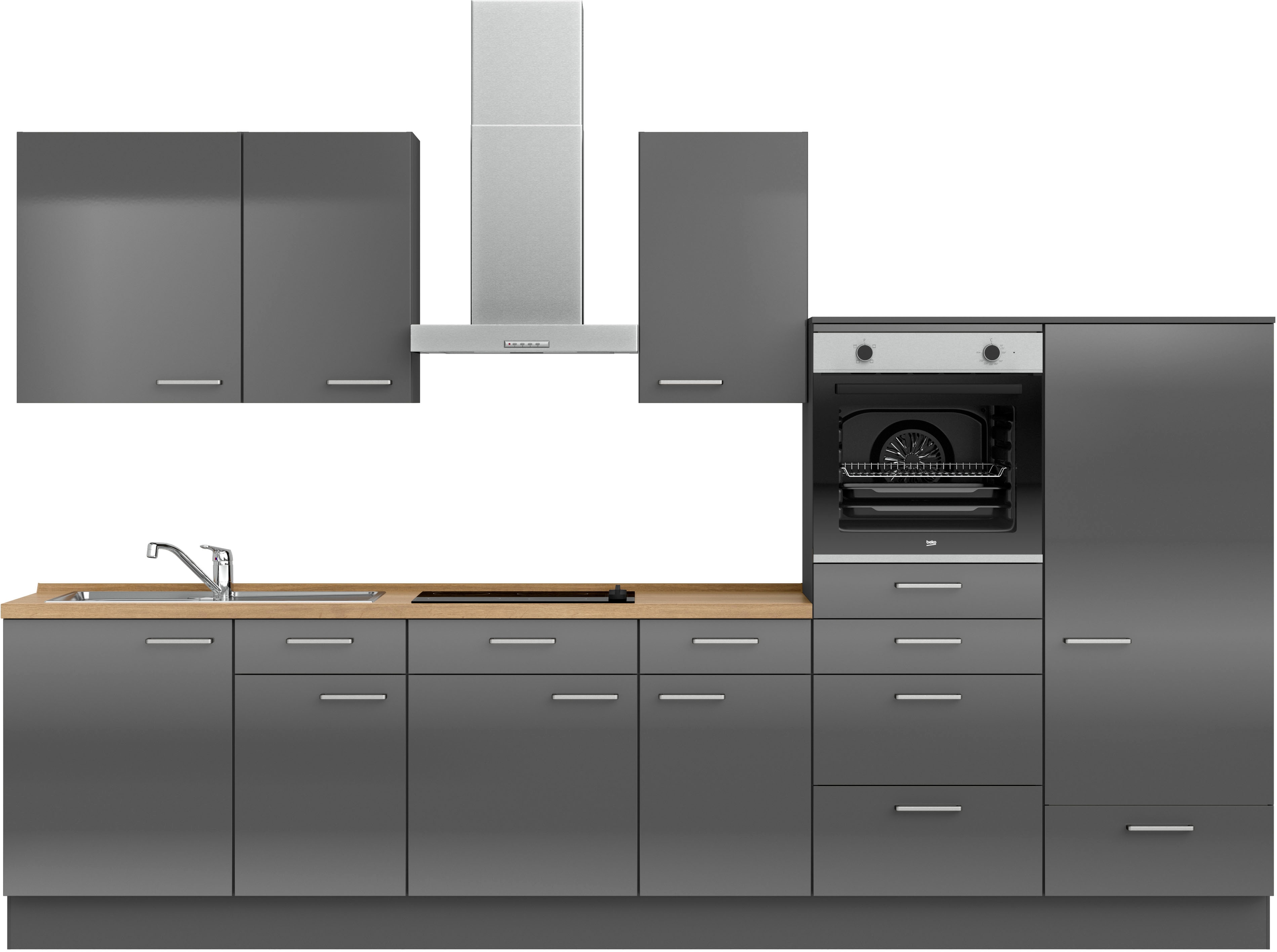 nobilia Küchenzeile ""Flash I", NEU: individuell anpassbar mit gratis Profi-Beratung" vormontiert, Breite 330 cm, Ausrichtung wählbar, wahlw. mit E-Geräten