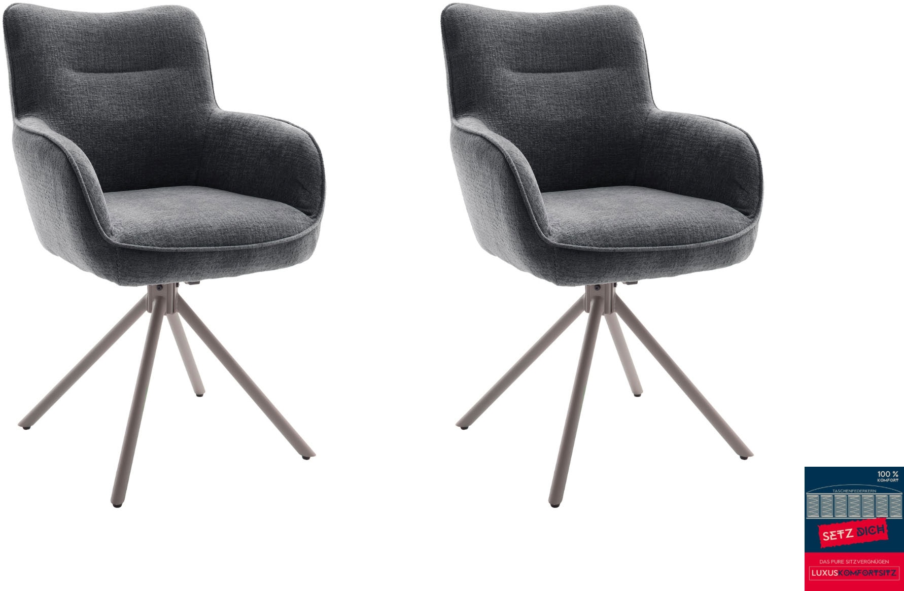 MCA furniture 4-Fußstuhl (Set) 2 Stk.180° drehbar, Taschenfederkern