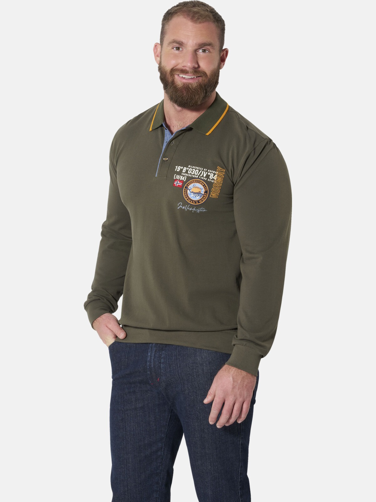 Jan Vanderstorm Langarm-Poloshirt "Langarm-Poloshirt LOKI"
