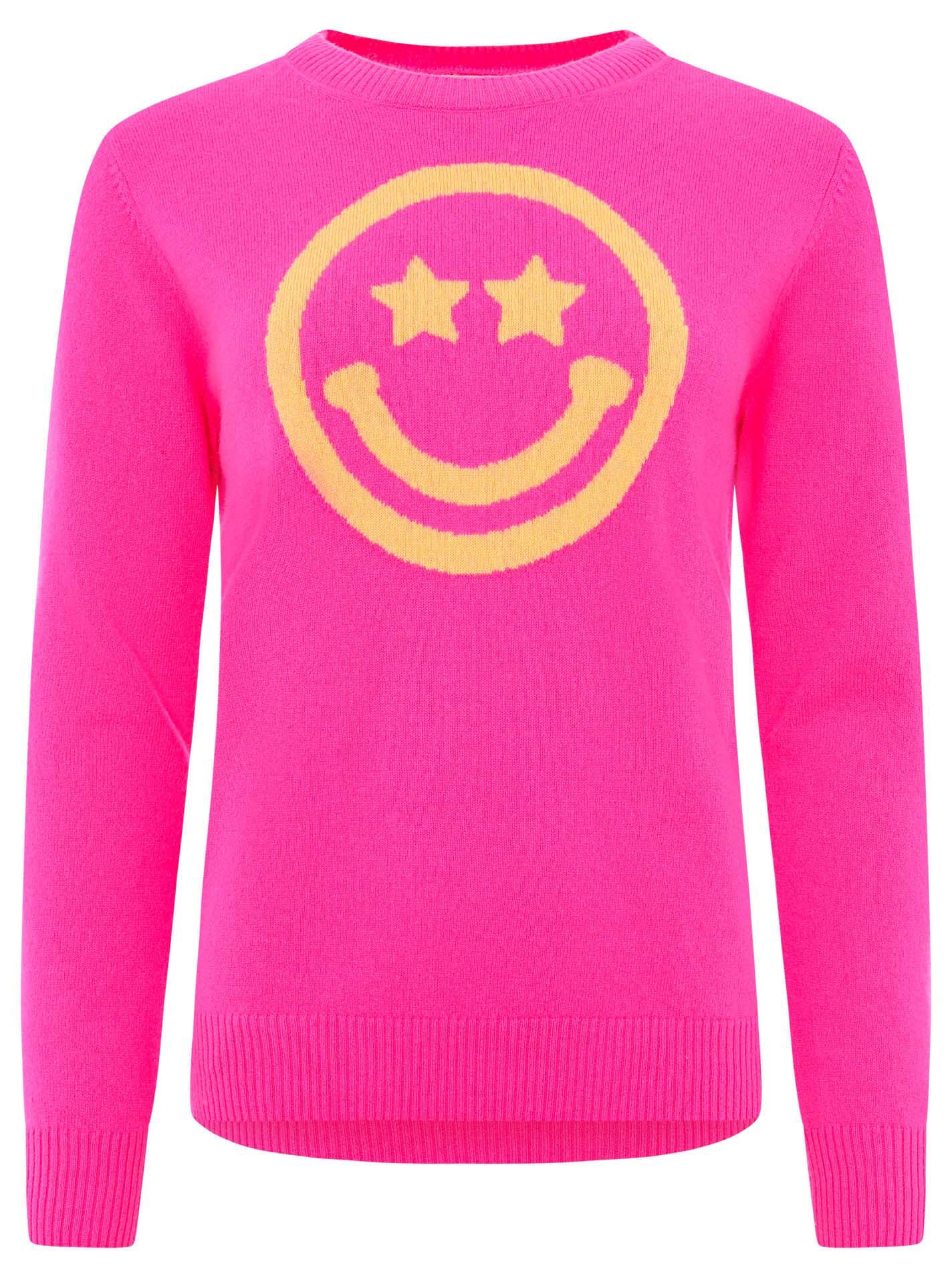 Zwillingsherz Kaschmirpullover "Roundneck "Smiley Face"", Smiley, neonfarbe günstig online kaufen
